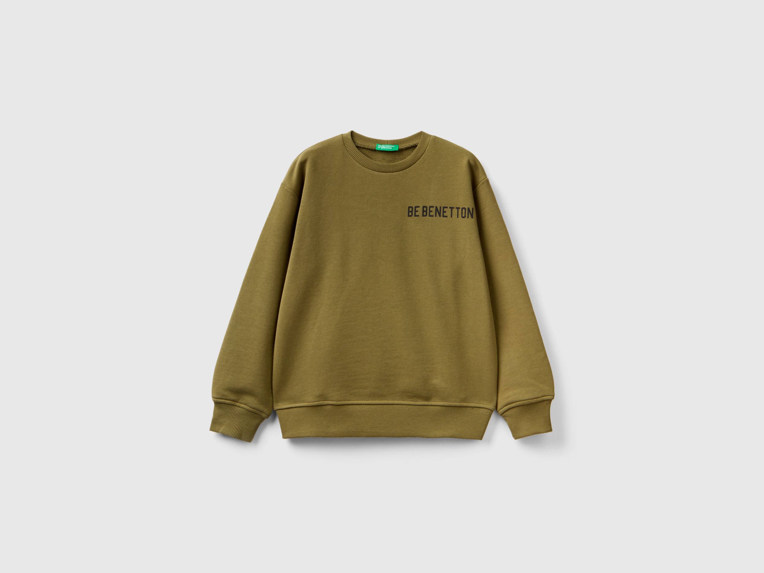 Benetton, Sweatshirt With Logo Print, size 3XL, Military Green, Kids