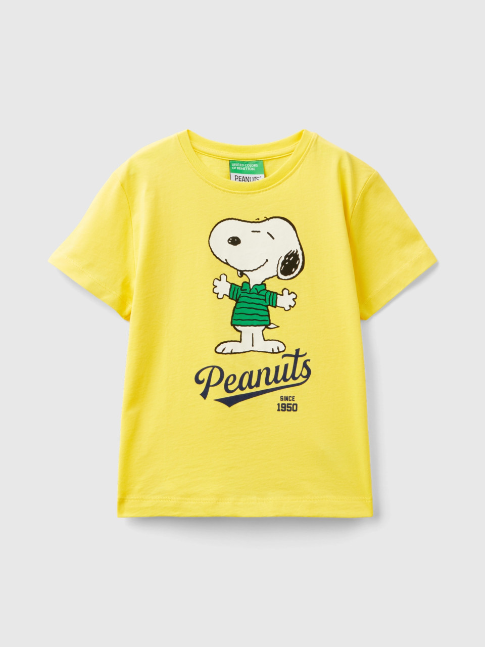 Benetton, Camiseta ©peanuts De 100 % Algodón, Amarillo, Niños