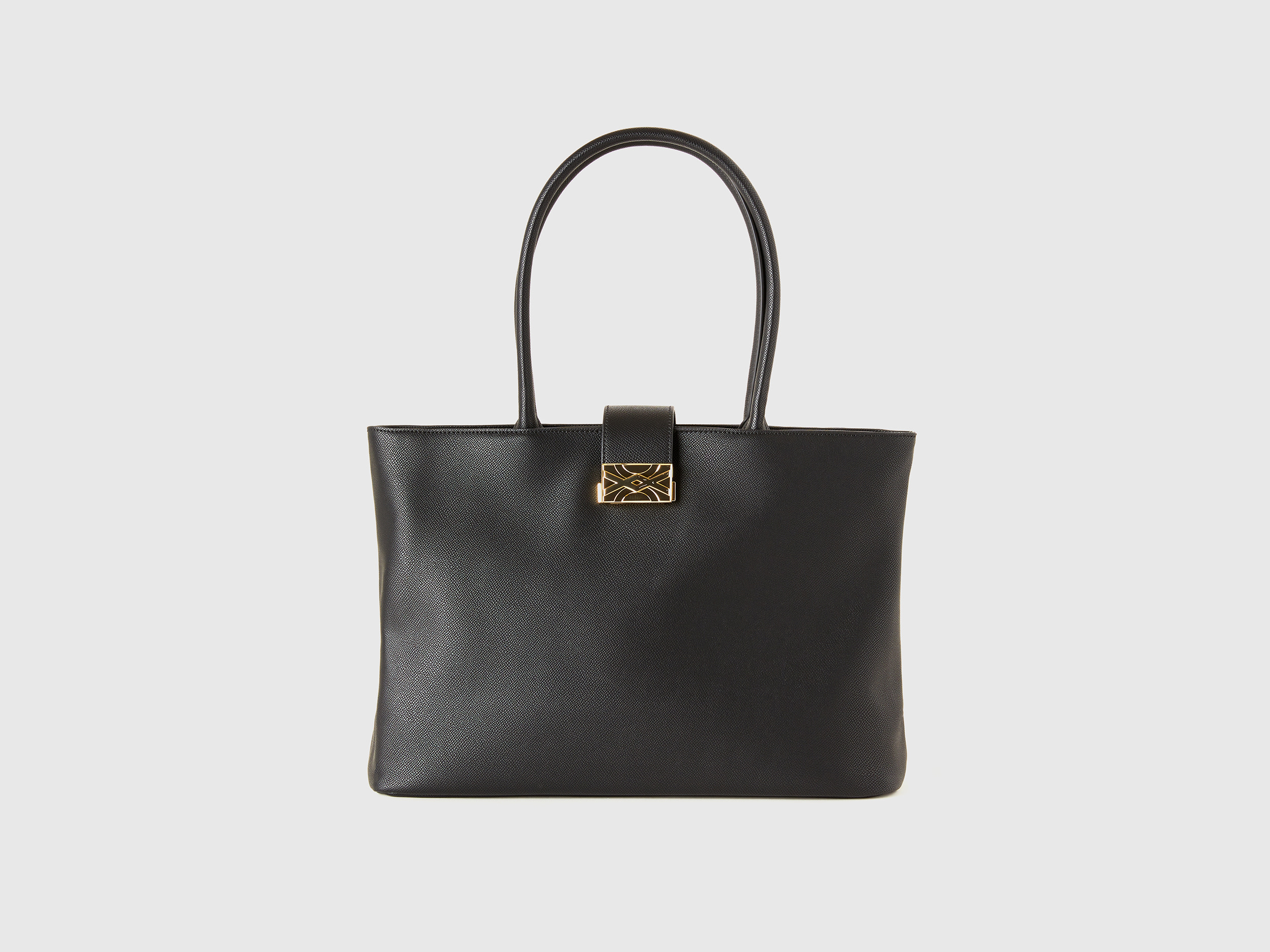 Benetton, Borsa A Spalla Con Doppio Manico, Nero, Donna