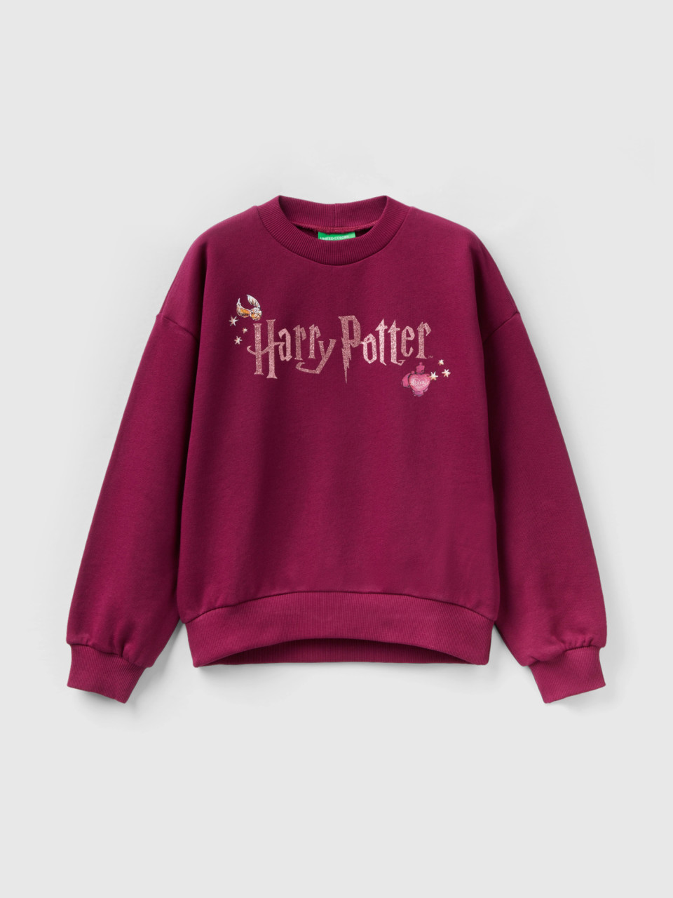 Benetton, Harry Potter - Sweater Mit Glitter, Pflaume, female