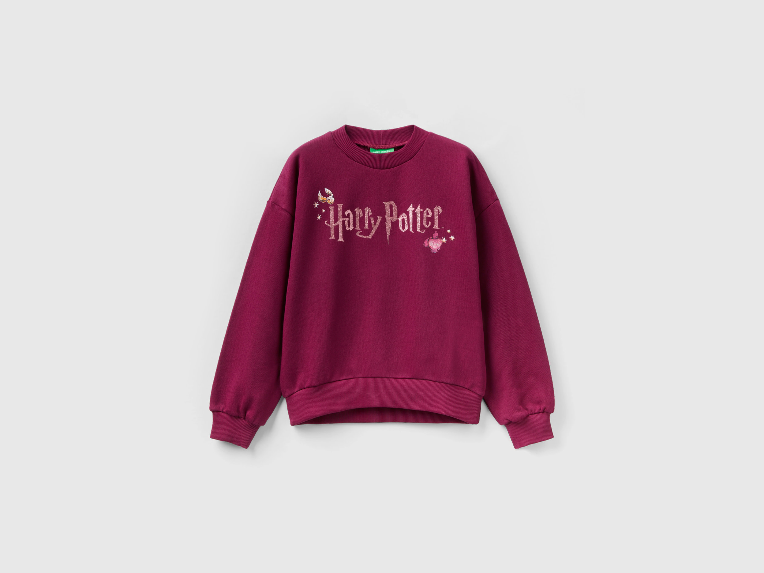 Benetton, Harry Potter Sweatshirt With Glitter, size 2XL, Plum, Kids