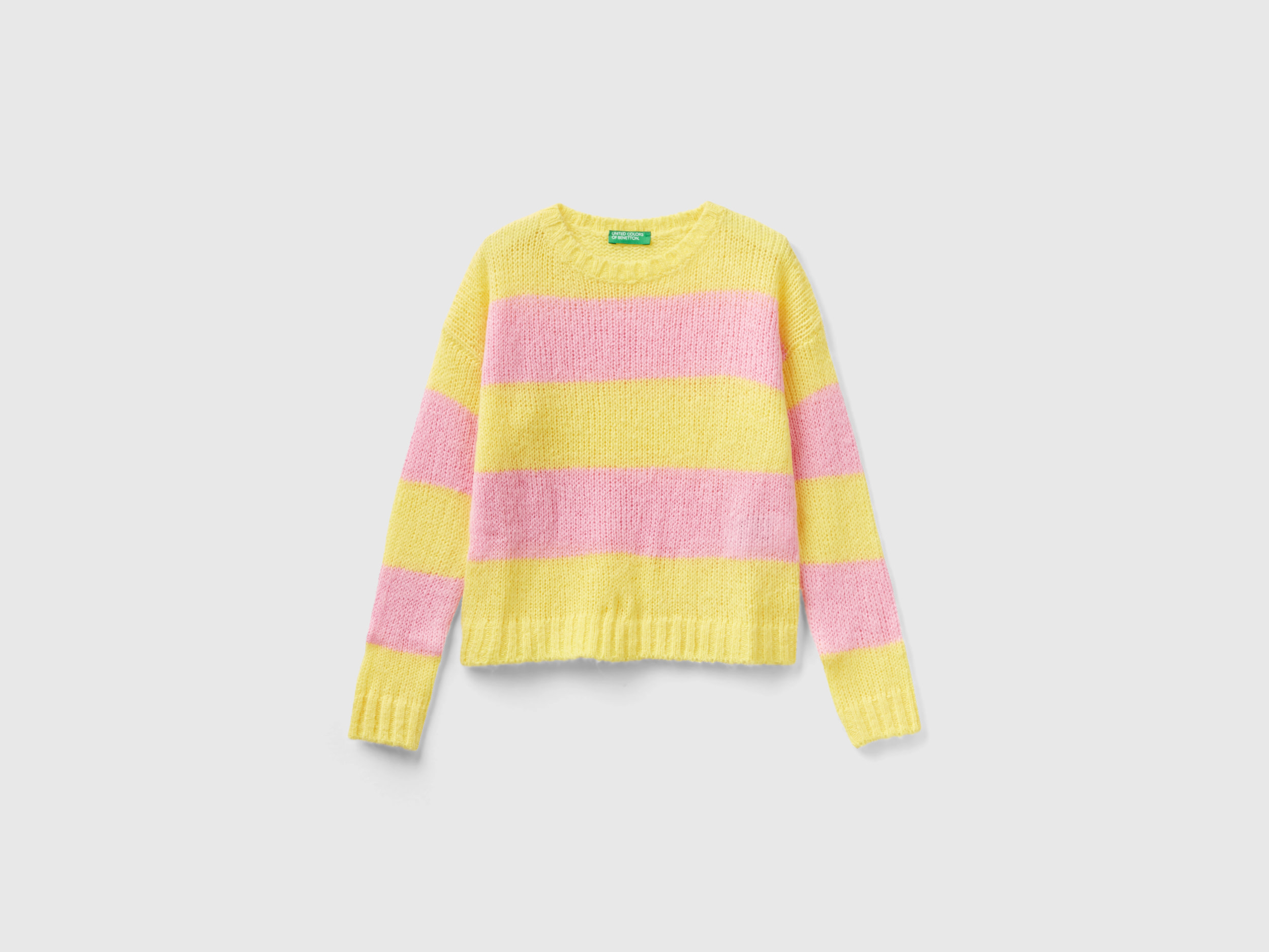Benetton, Sweater With Two-tone Stripes, size L, Yellow, Kids
