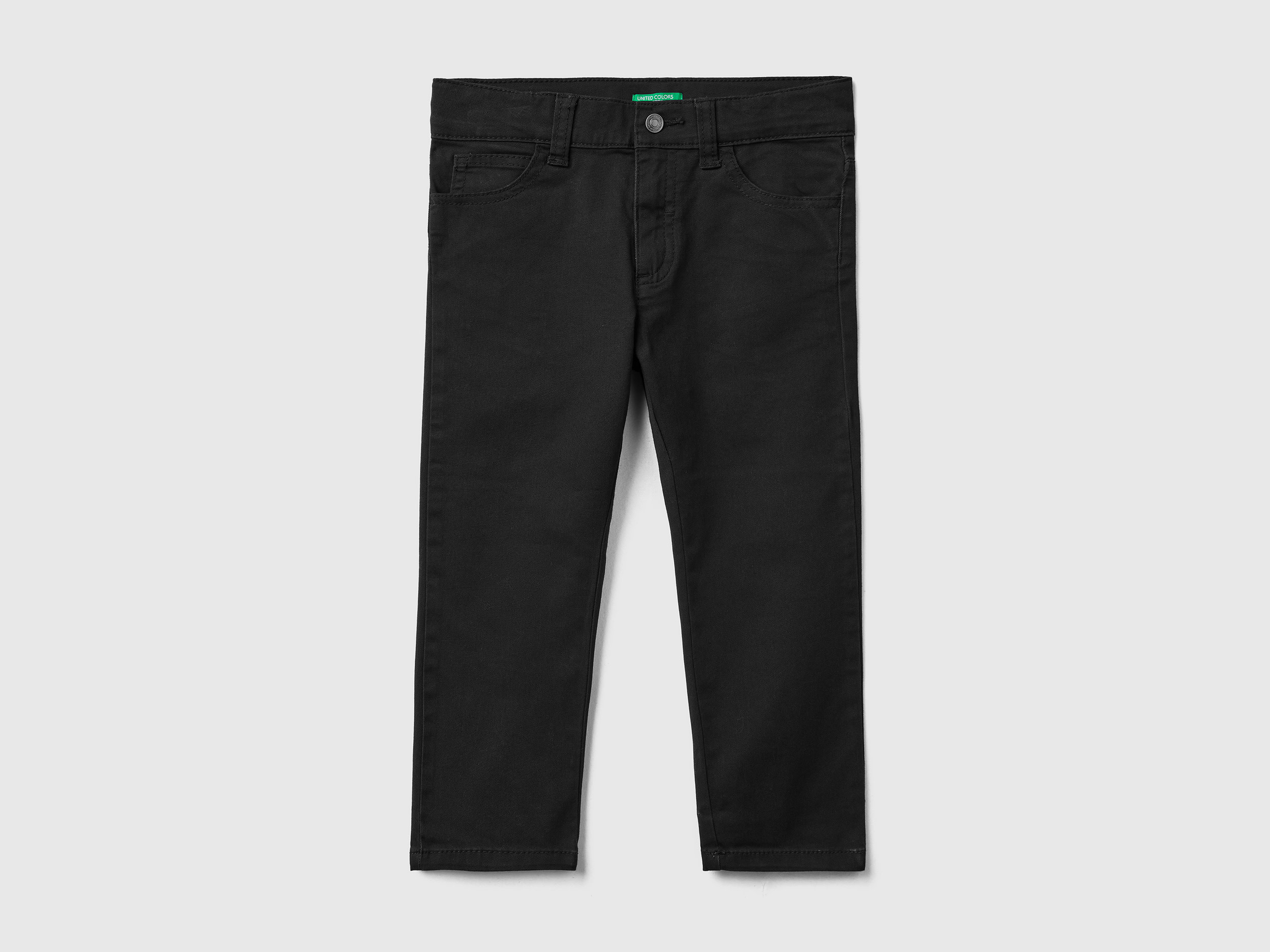 Benetton, Five-pocket Slim Fit Trousers, size 18-24, Black, Kids