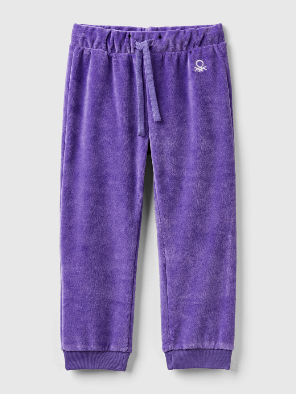 Benetton, Chenille Trousers With Logo, Violet, Kids