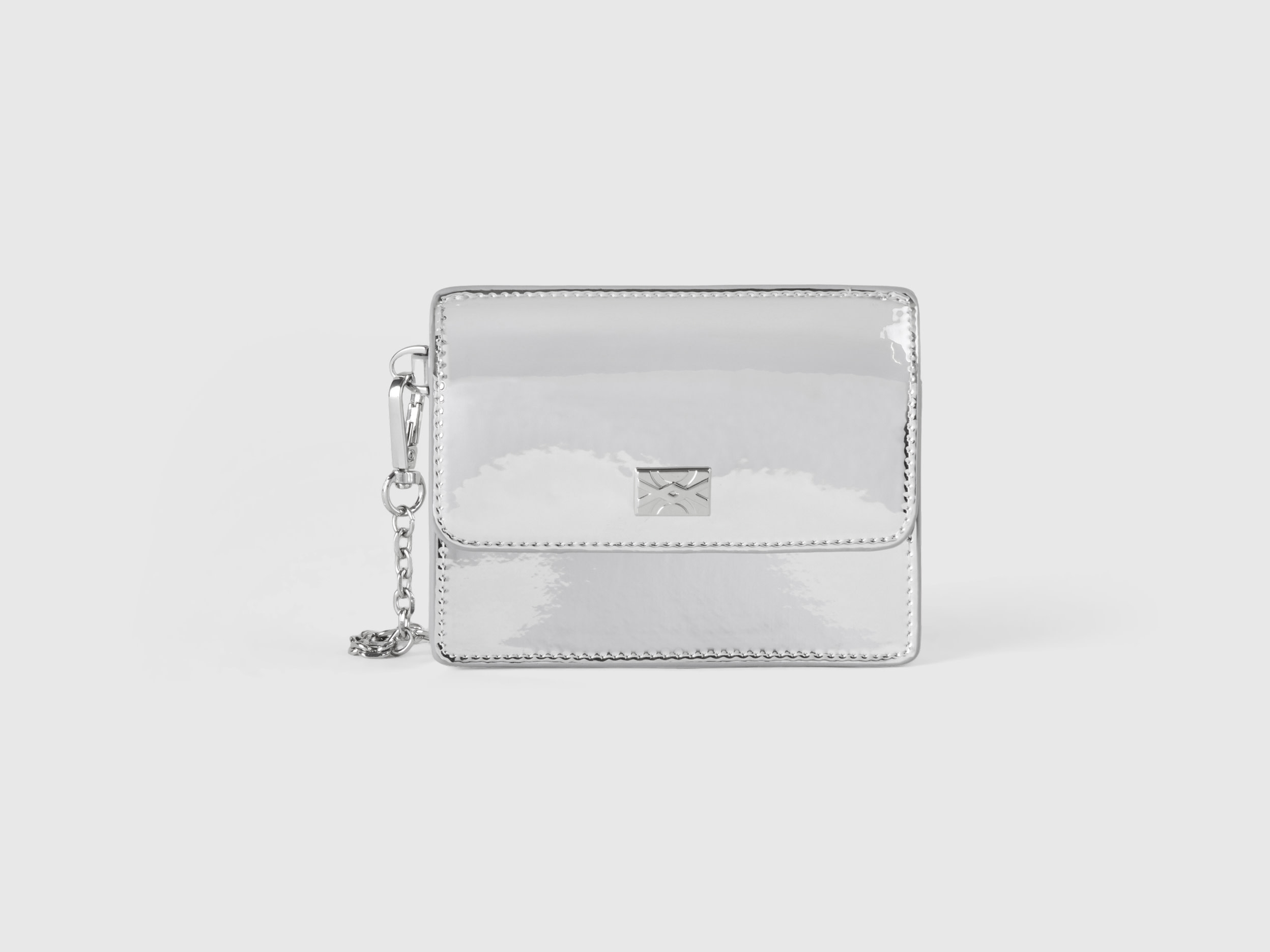 Benetton, Shiny Silver Wallet And Card Holder, size OS, Silver, Women