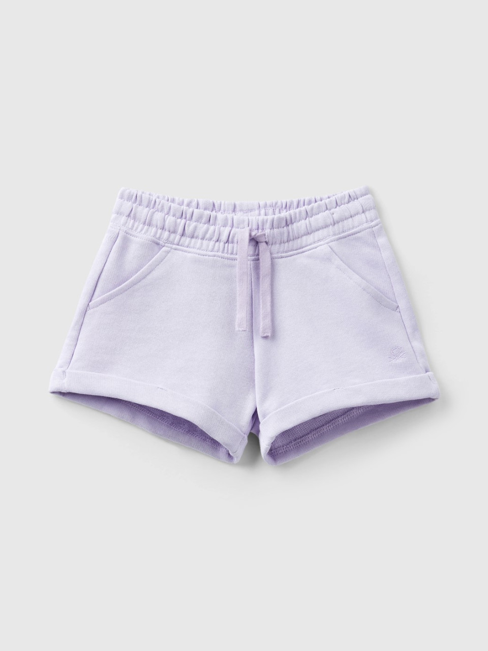 Benetton, 100% Cotton Sweat Shorts, Lilac, Kids