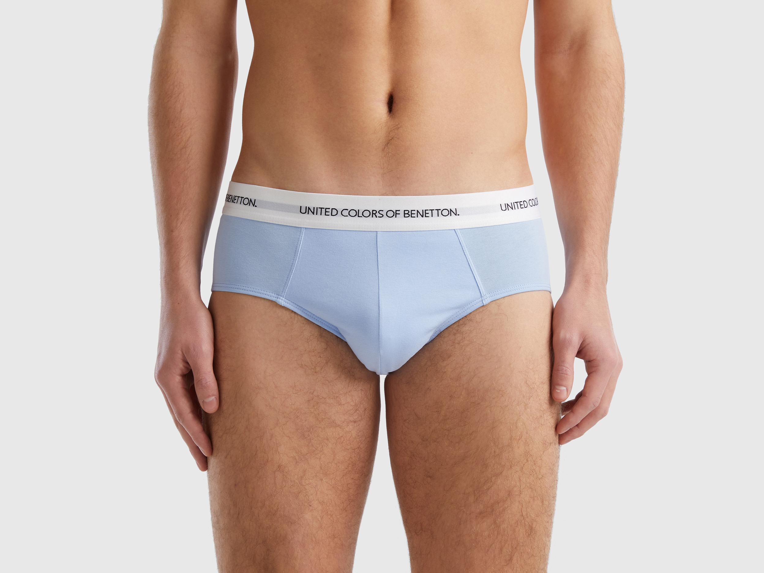 Benetton, Underwear In Stretch Organic Cotton, size M, Sky Blue, Men