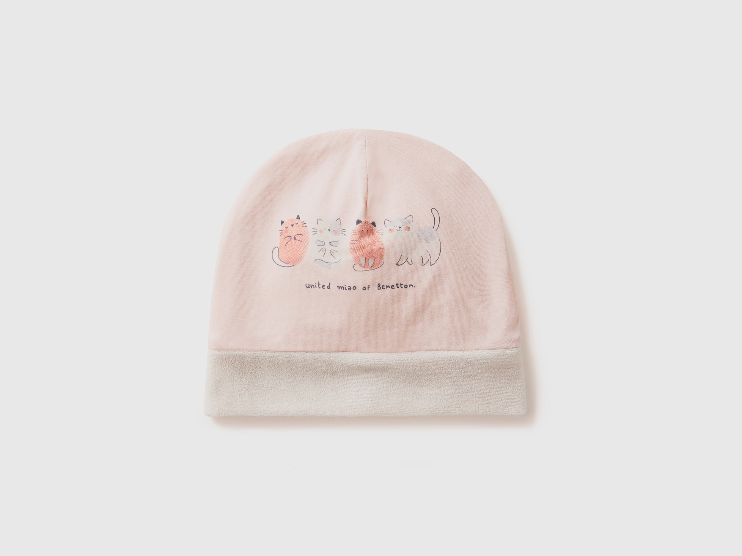 Benetton, Cappellino Con Stampa In Cotone Stretch, Rosa Tenue, Bambini