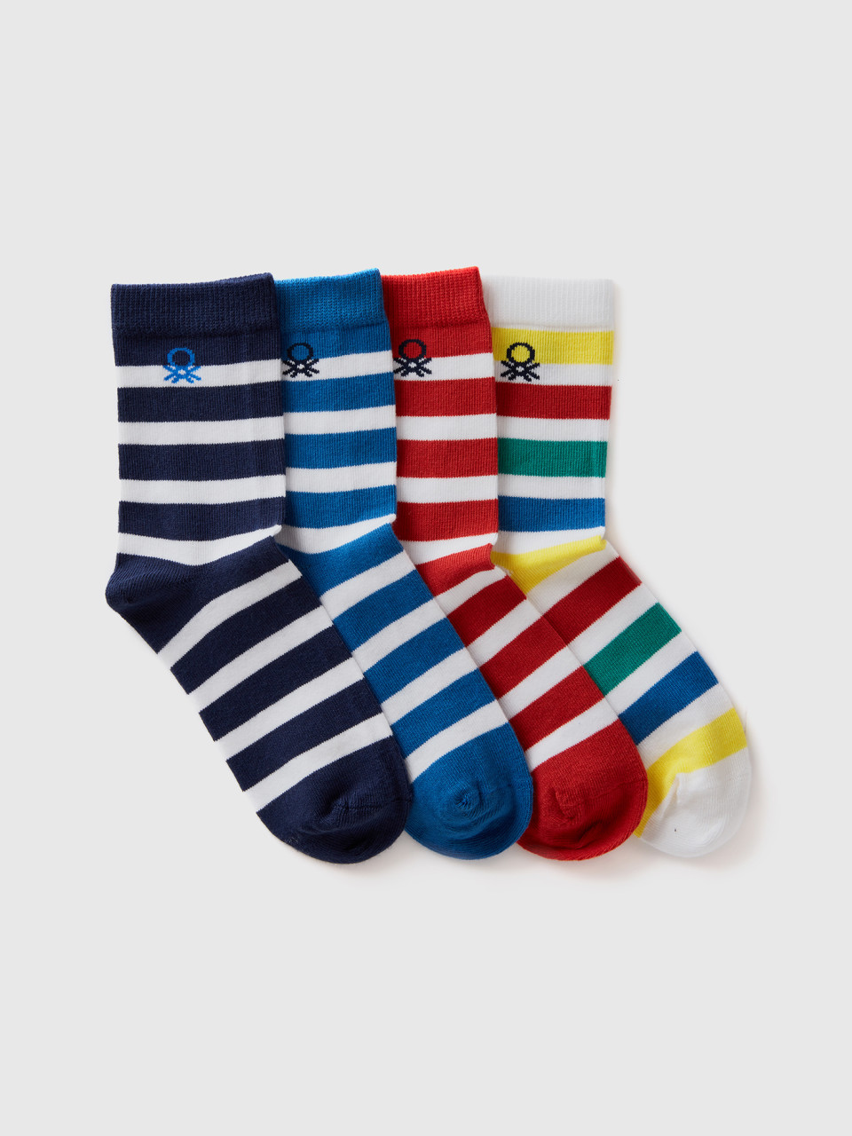 Benetton, Set Of Striped Jacquard Socks, Multi-color, Kids