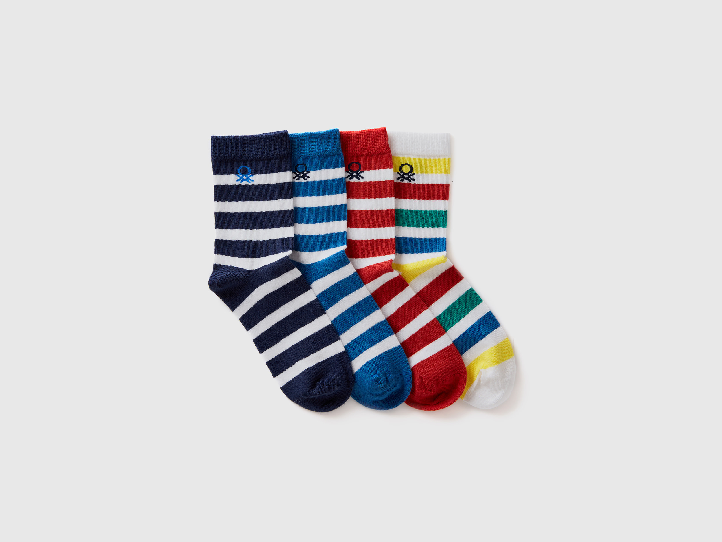 Image of Benetton, Set Of Striped Jacquard Socks, size 35-38, Multi-color, Kids