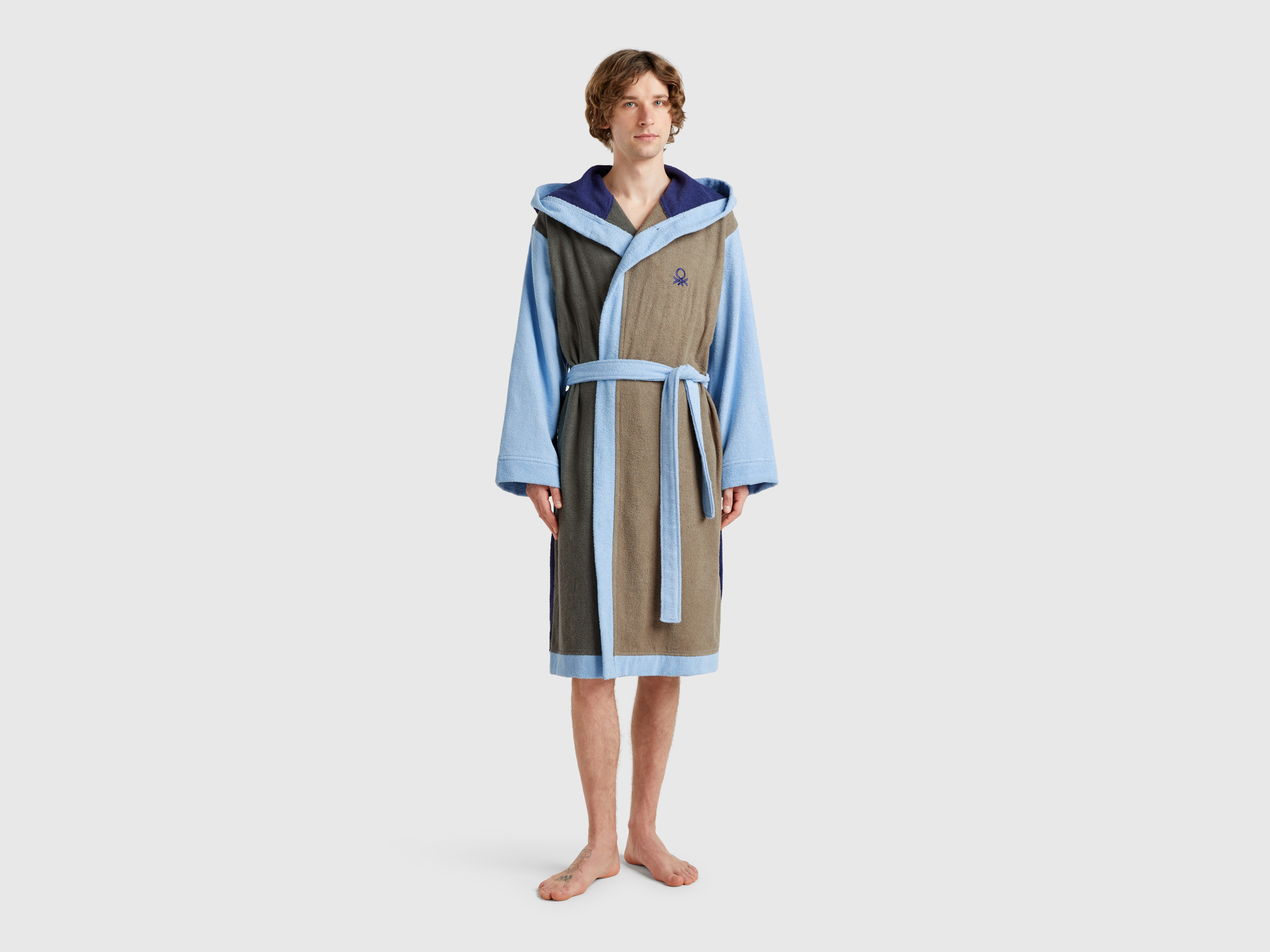 Benetton, Color Block Bathrobe, size S, Multi-color, Men