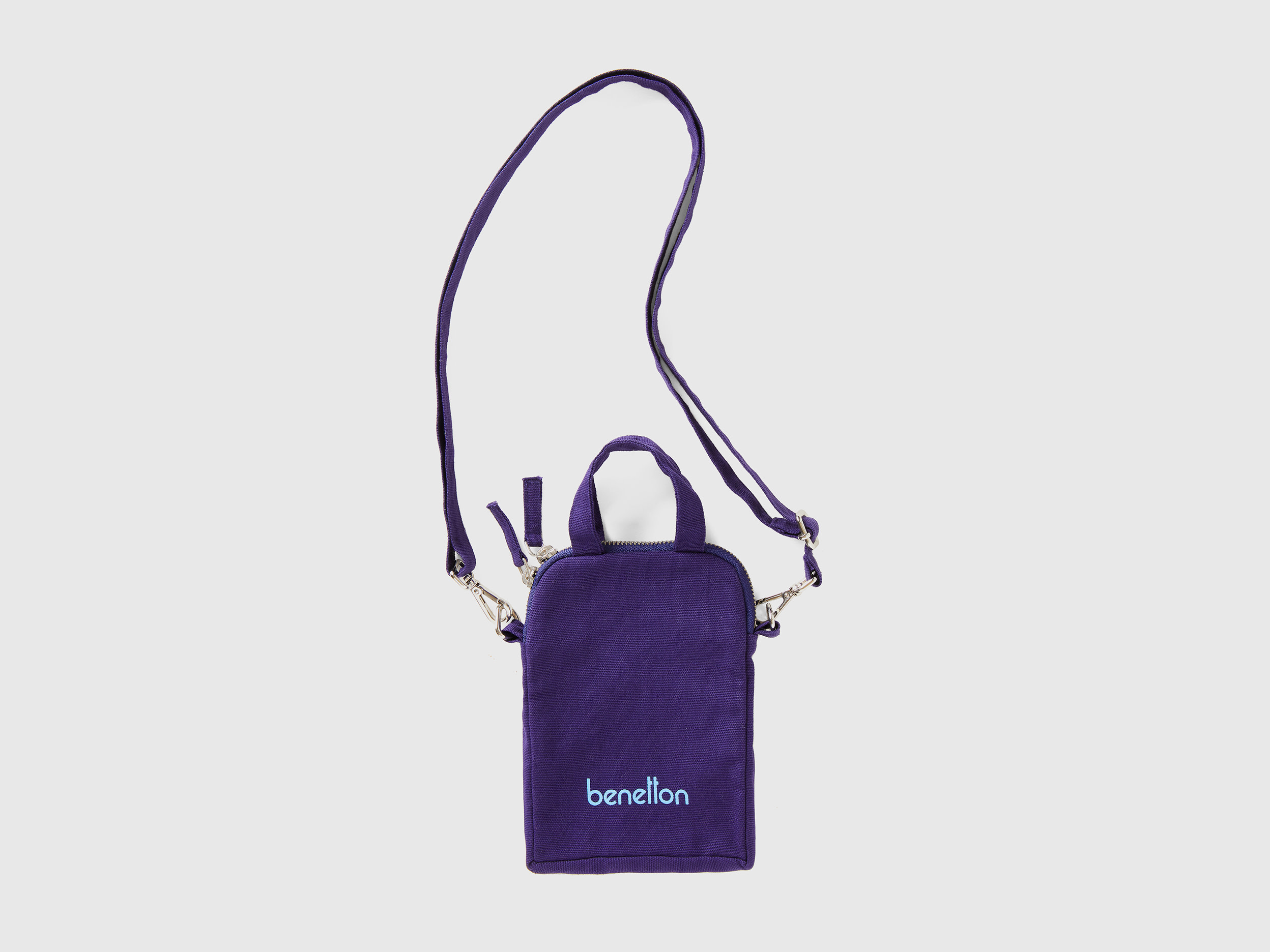 Benetton, Blue Cell Phone Holder In Pure Cotton, Blu, Donna