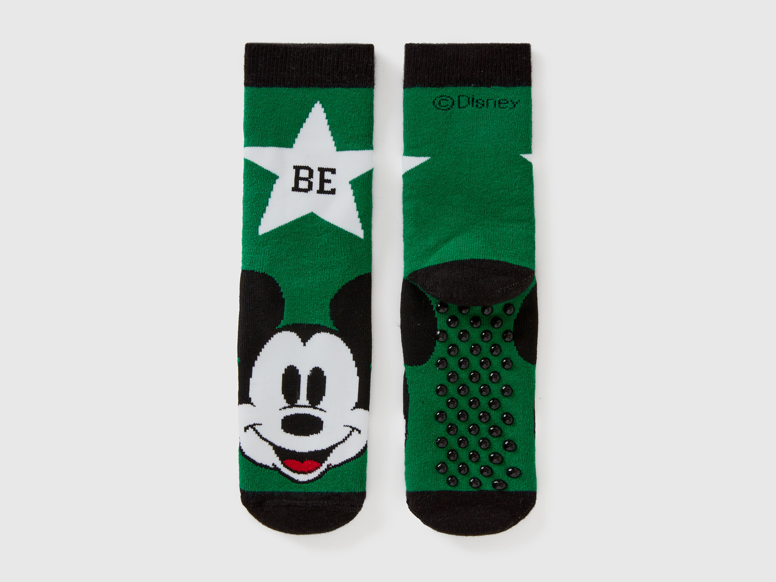 Benetton, Mickey Mouse Non-slip Socks, size 5-8, Green, Kids