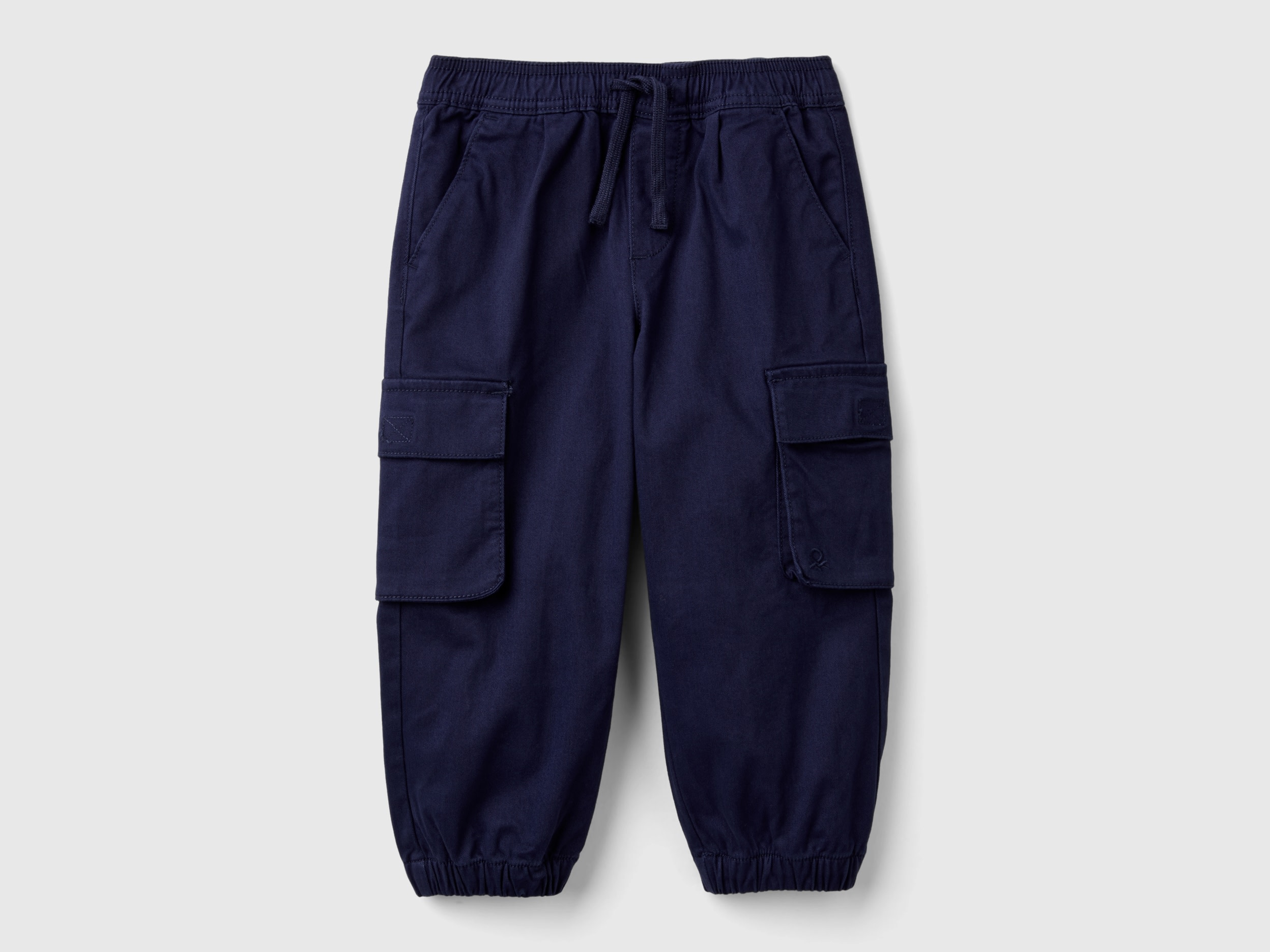 Benetton, Pantaloni Cargo Con Coulisse, Blu Scuro, Bambini