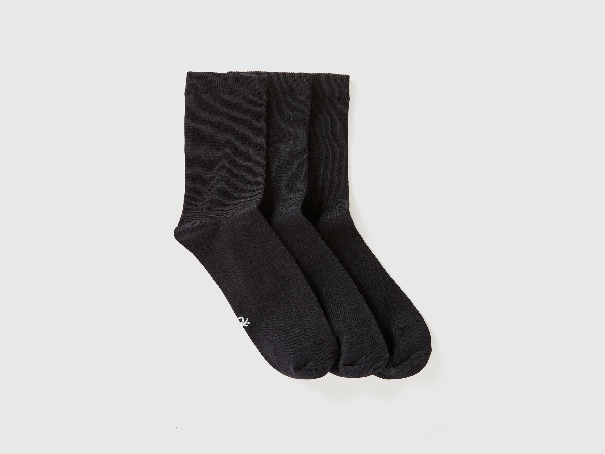 Image of Benetton, Long Sock Set In Stretch Organic Cotton Blend, size 36-38, Black, Women