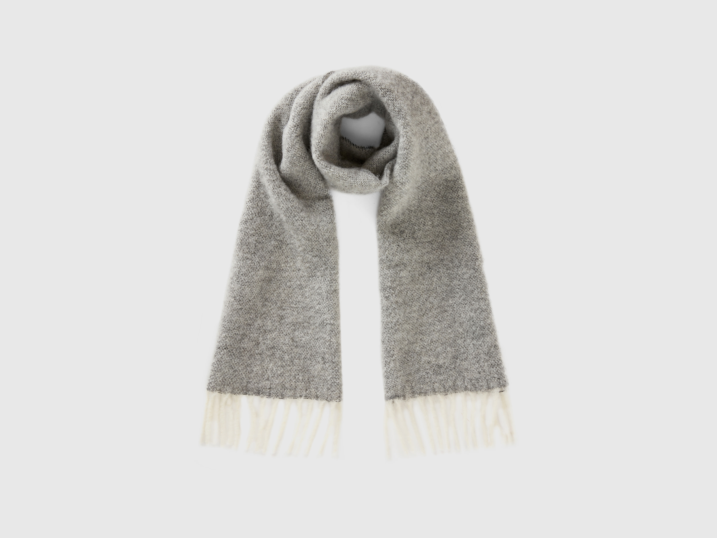 Benetton, Scarf In Recycled Fabric And Wool Blend, size OS, Gray, Women