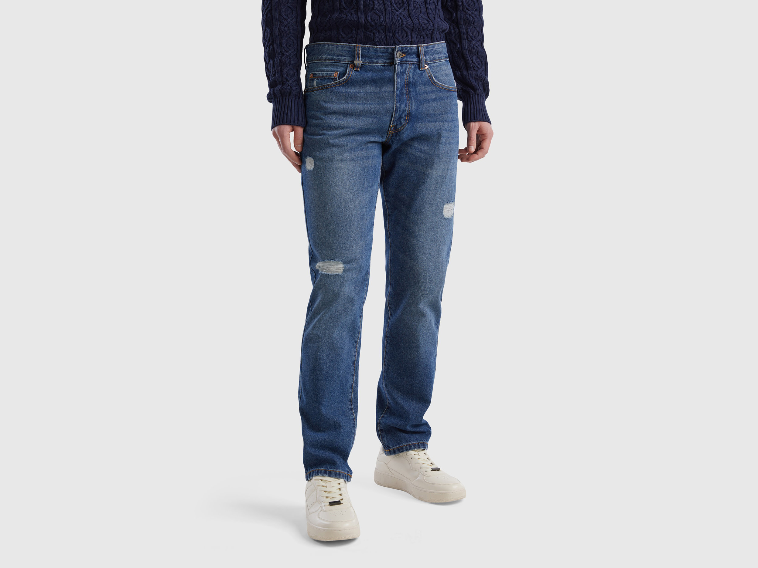 Benetton, Straight Fit Jeans, size 33, Light Blue, Men