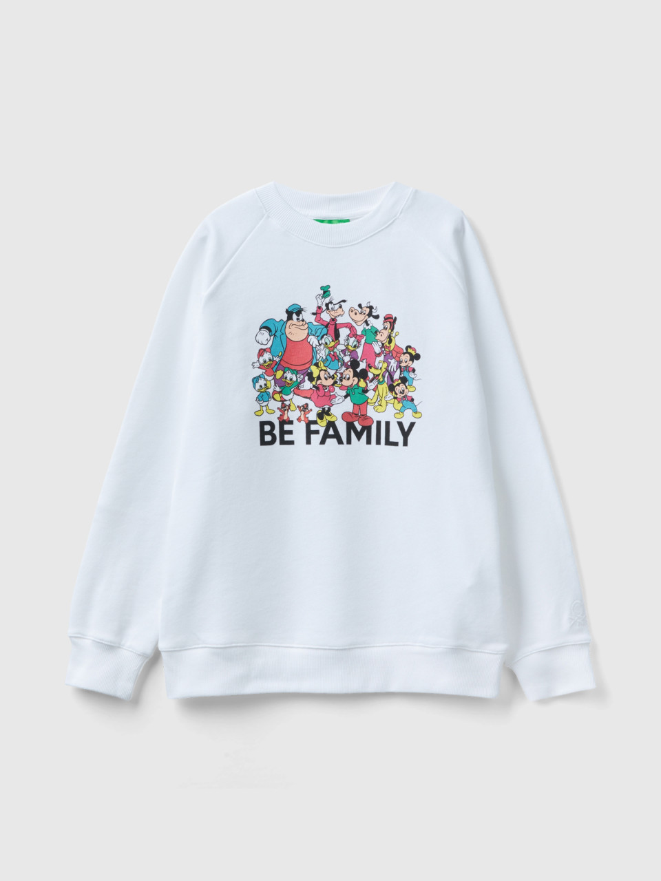 Benetton, White Sweatshirt With Disney Print, White, Kids
