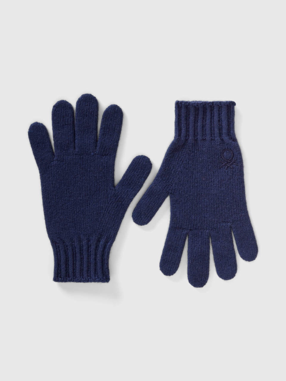 Benetton, Gloves In Stretch Wool Blend, Dark Blue, Kids