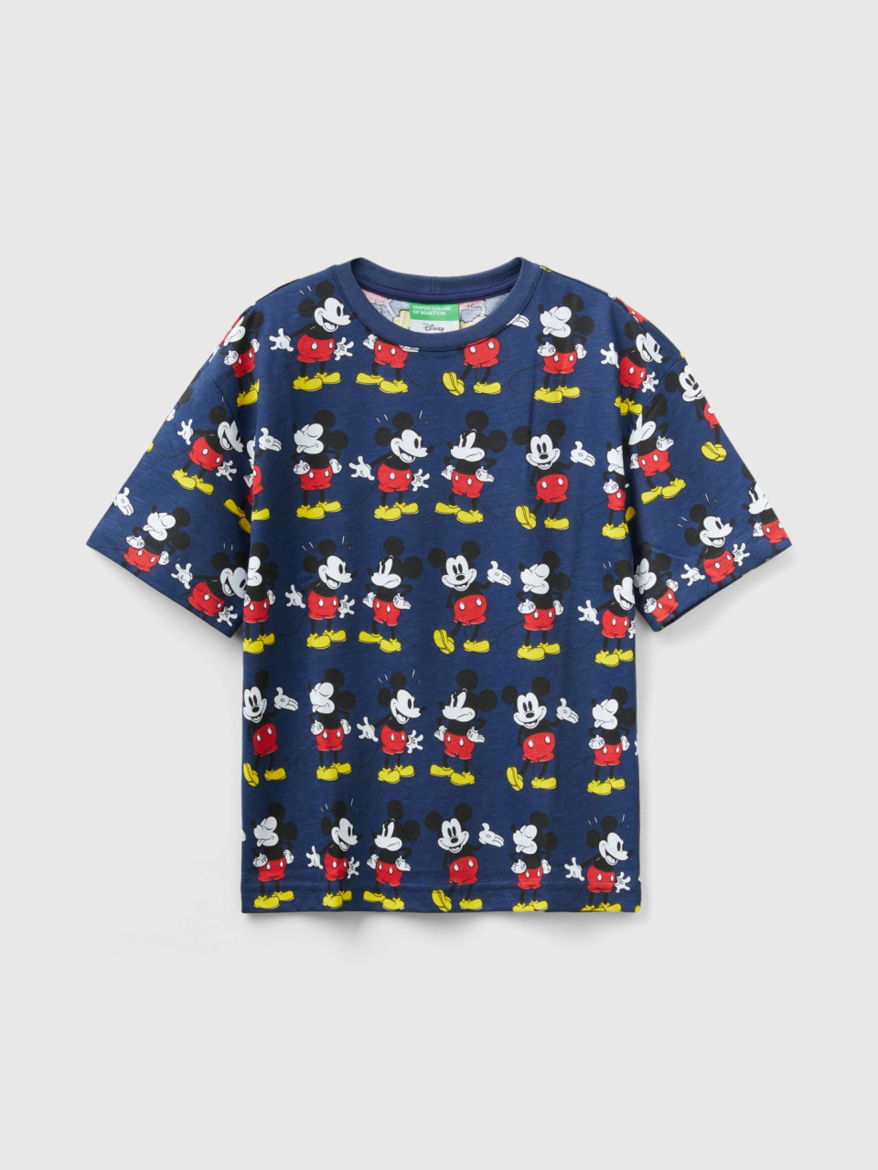 Benetton, Dark Blue T-shirt With Mickey Mouse Print, Blue, Kids