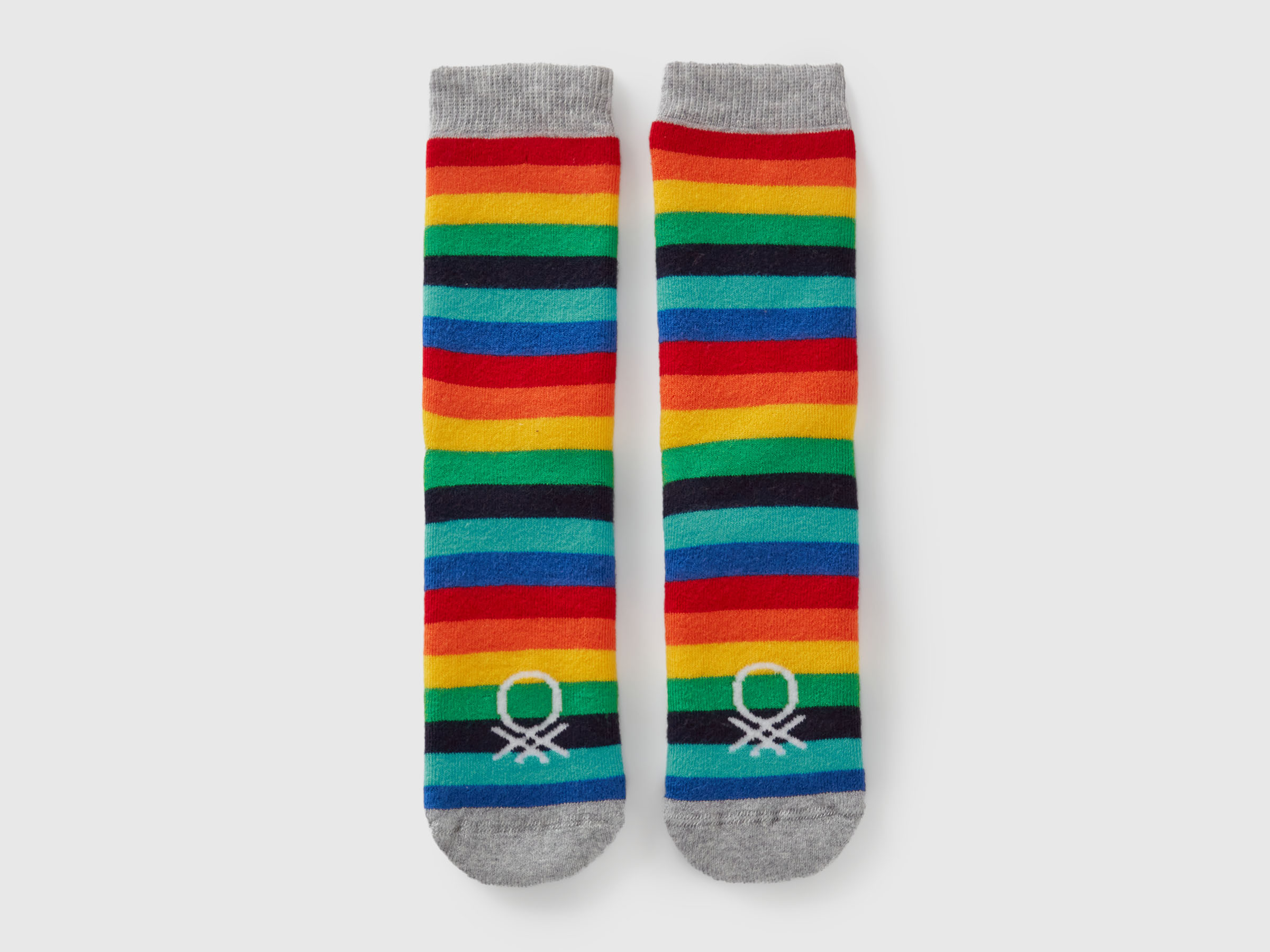 Benetton, Striped Non-slip Socks, Size: 5-8, Multi-color, Kids