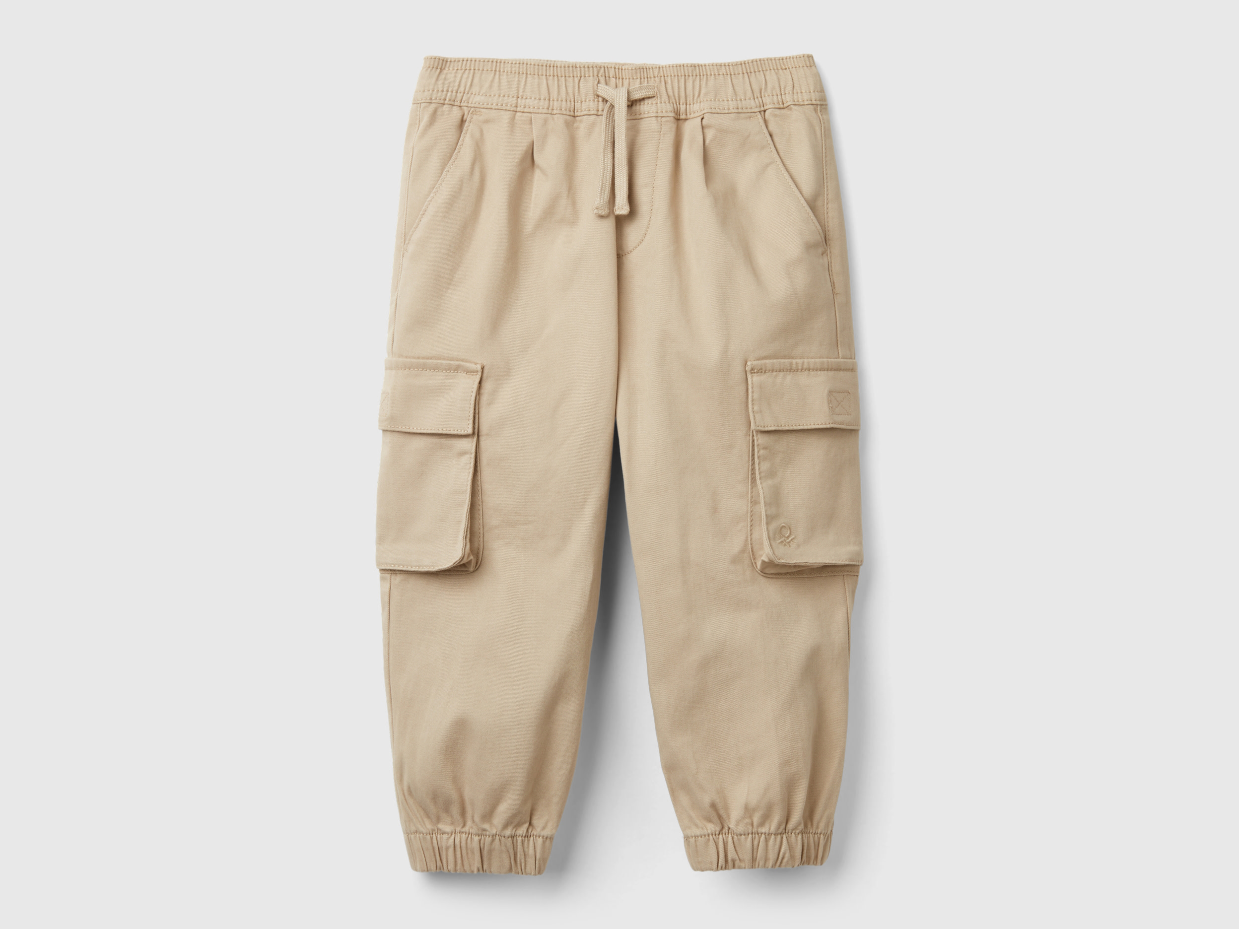 Benetton, Pantaloni Cargo Con Coulisse, Beige, Bambini