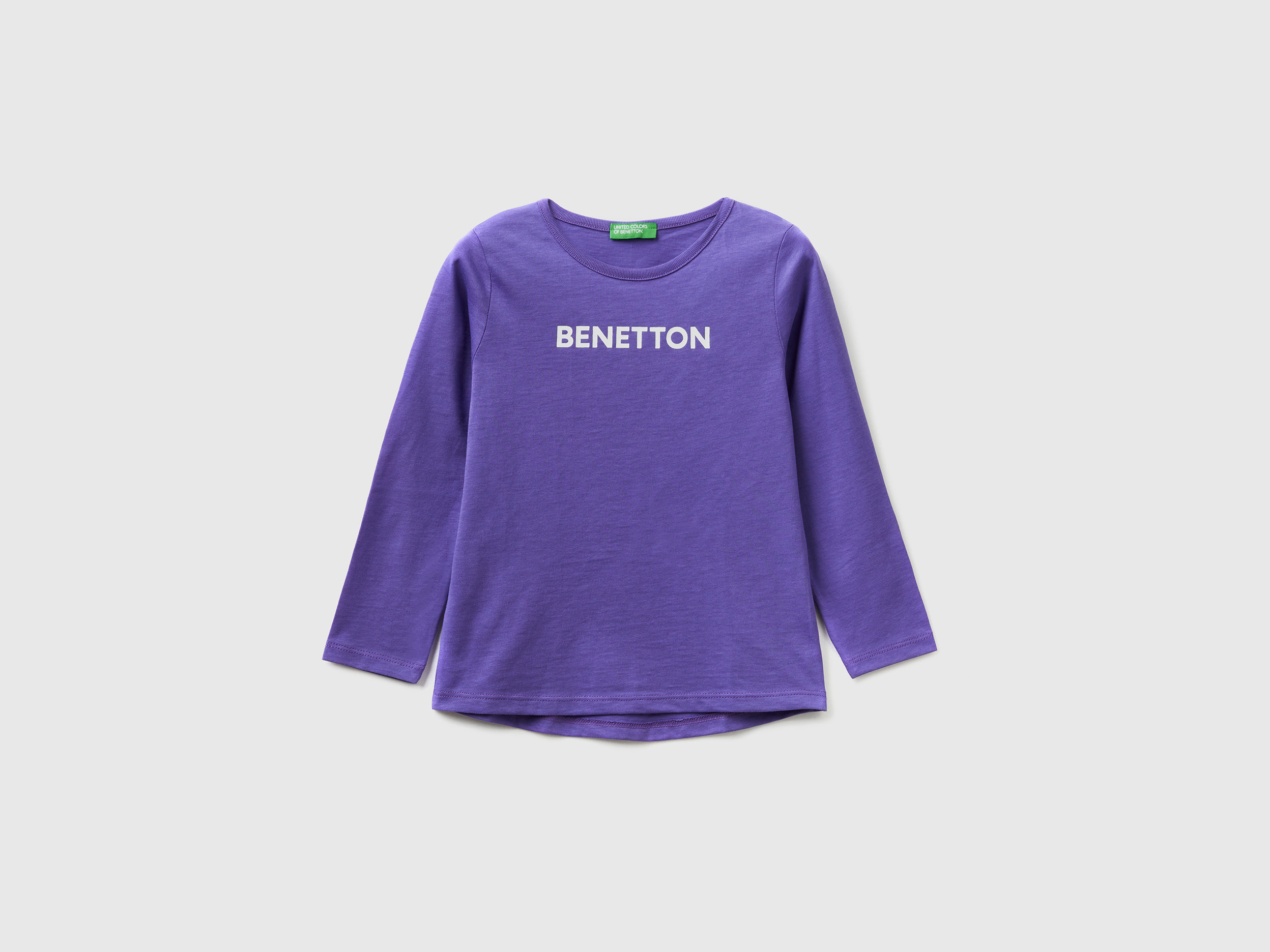 Benetton, 100% Cotton T-shirt With Logo, size 4-5, Violet, Kids