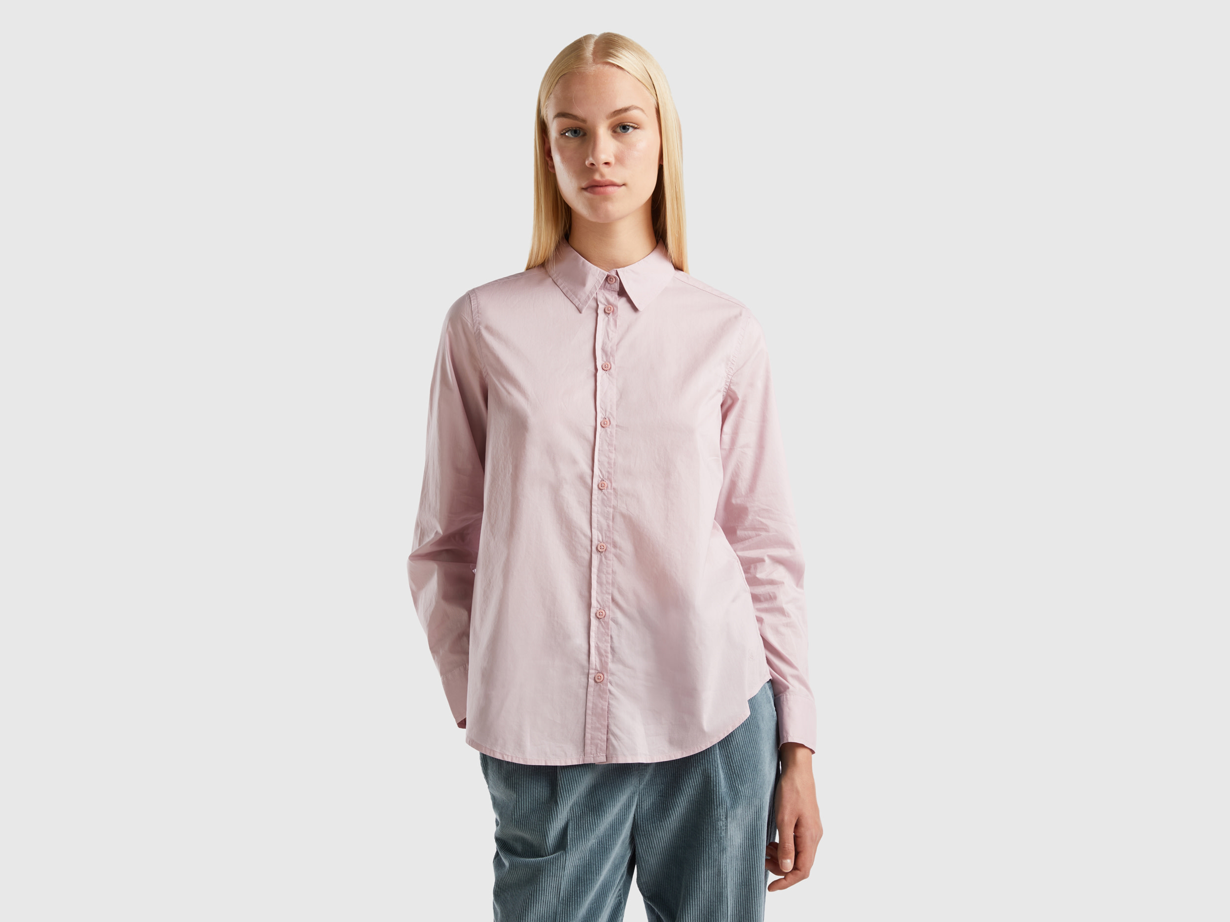Benetton, Shirt In Lightweight Cotton, size XS, Soft Pink, Women
