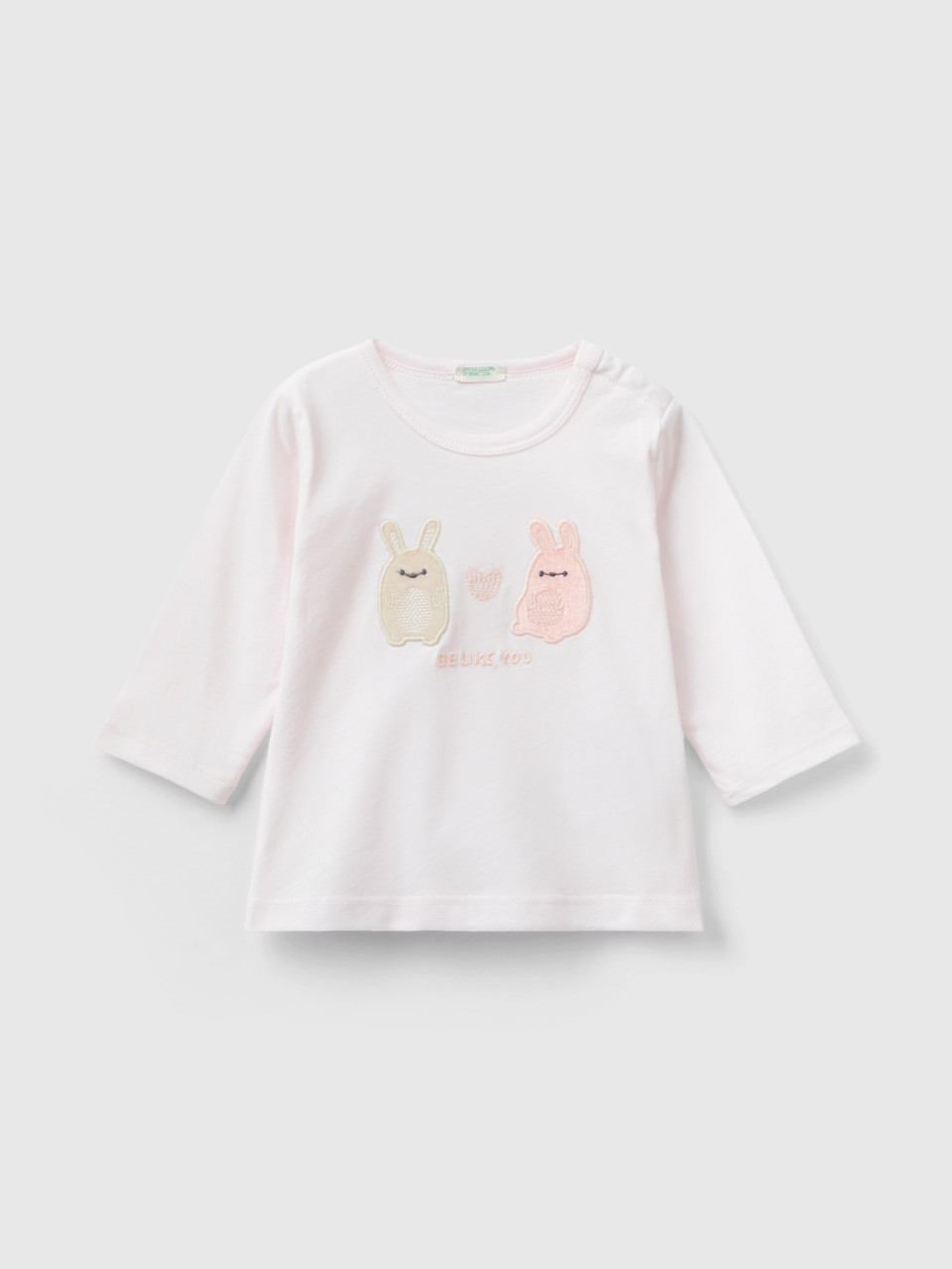 Benetton, T-shirt With Animal Print, Soft Pink, Kids