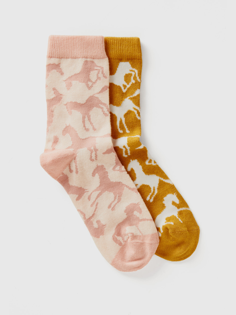 Benetton, 2 Pairs Of Socks With Horses, Multi-color, Kids