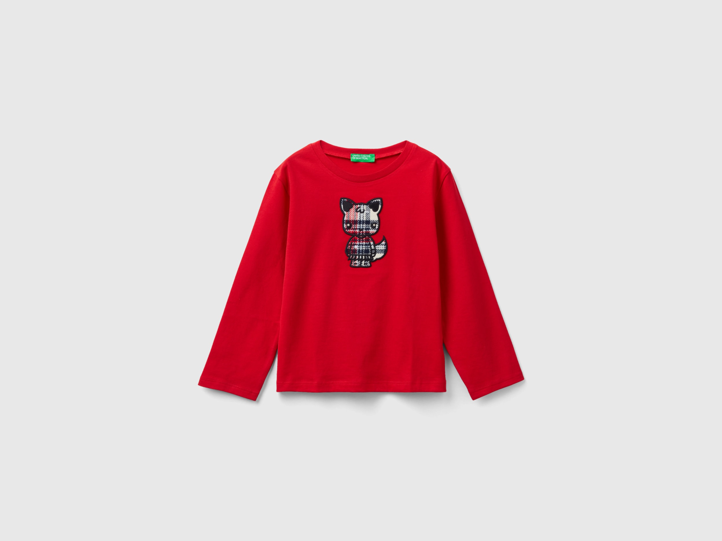 Benetton, T-shirt With Animal Embroidery, size 5-6, Red, Kids