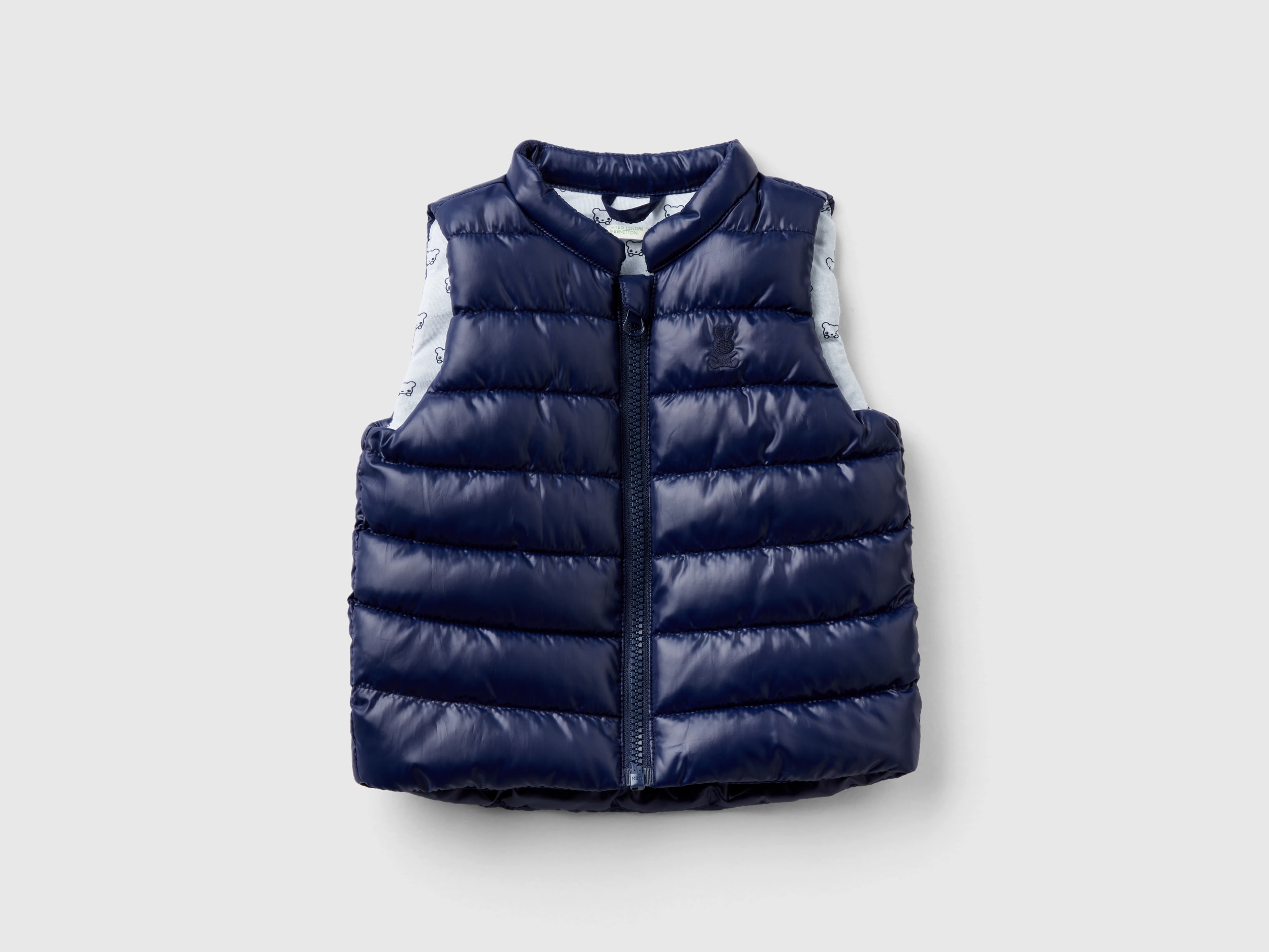 Benetton, Padded Vest In Technical Fabric, size 1-3, Dark Blue, Kids
