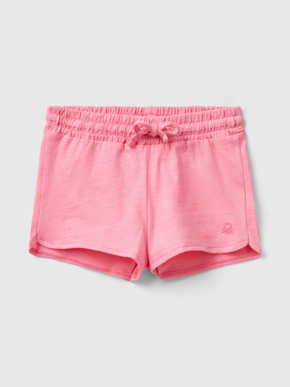 Benetton, Shorts With Drawstring In Organic Cotton, Pink, Kids