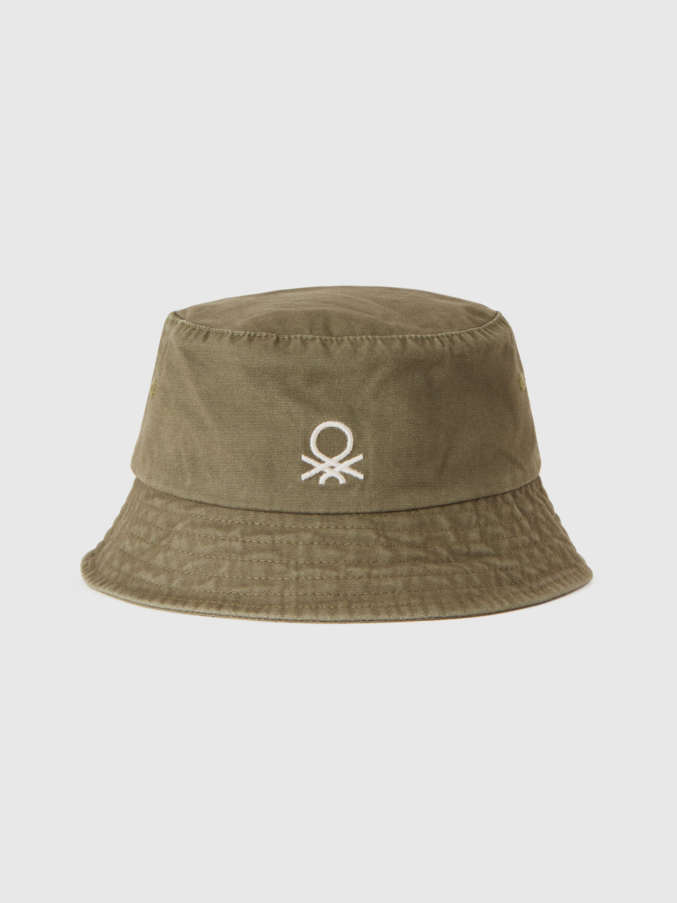 Benetton, Bucket Hat With Logo Embroidery, Military Green, Kids