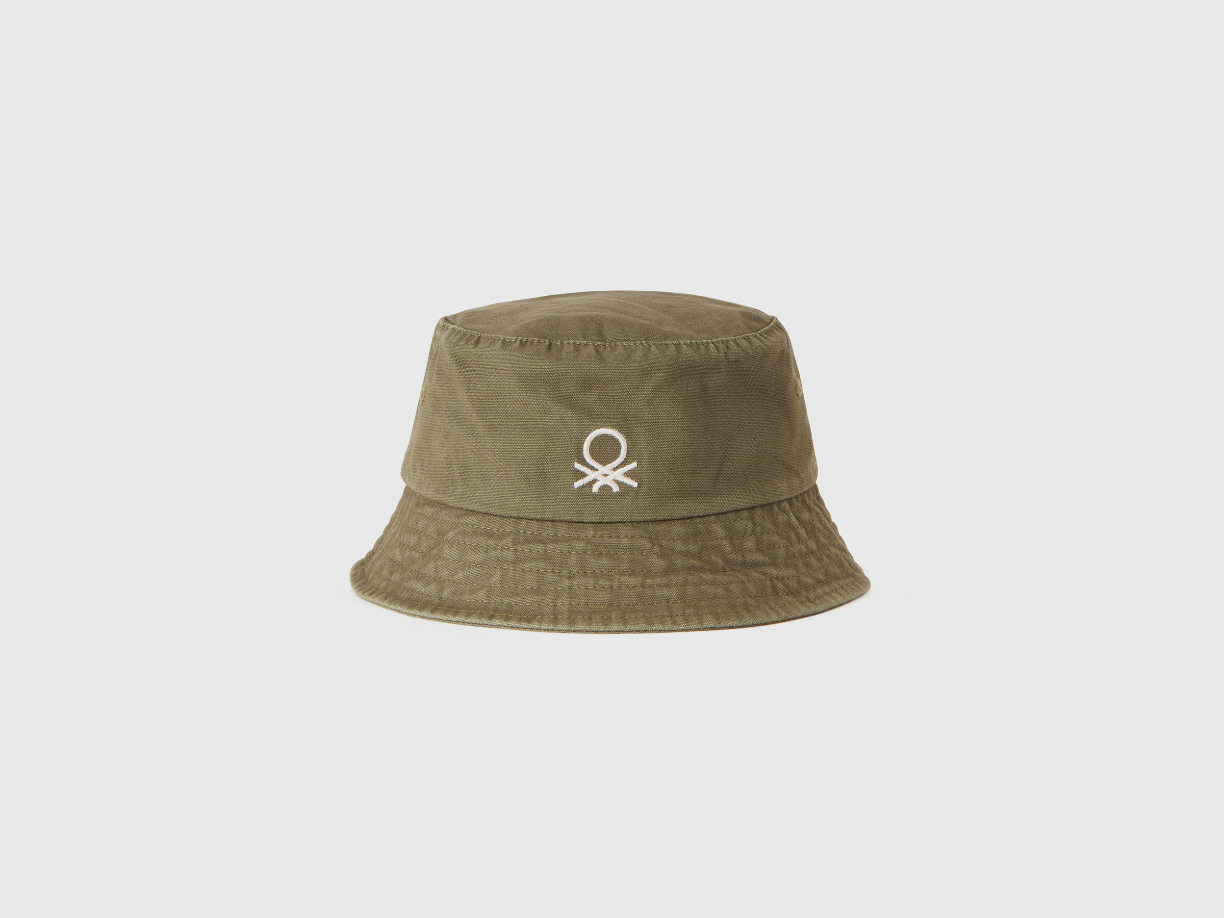 Benetton, Cappellino Alla Pescatora Con Ricamo Logo, Verde Militare, Bambini