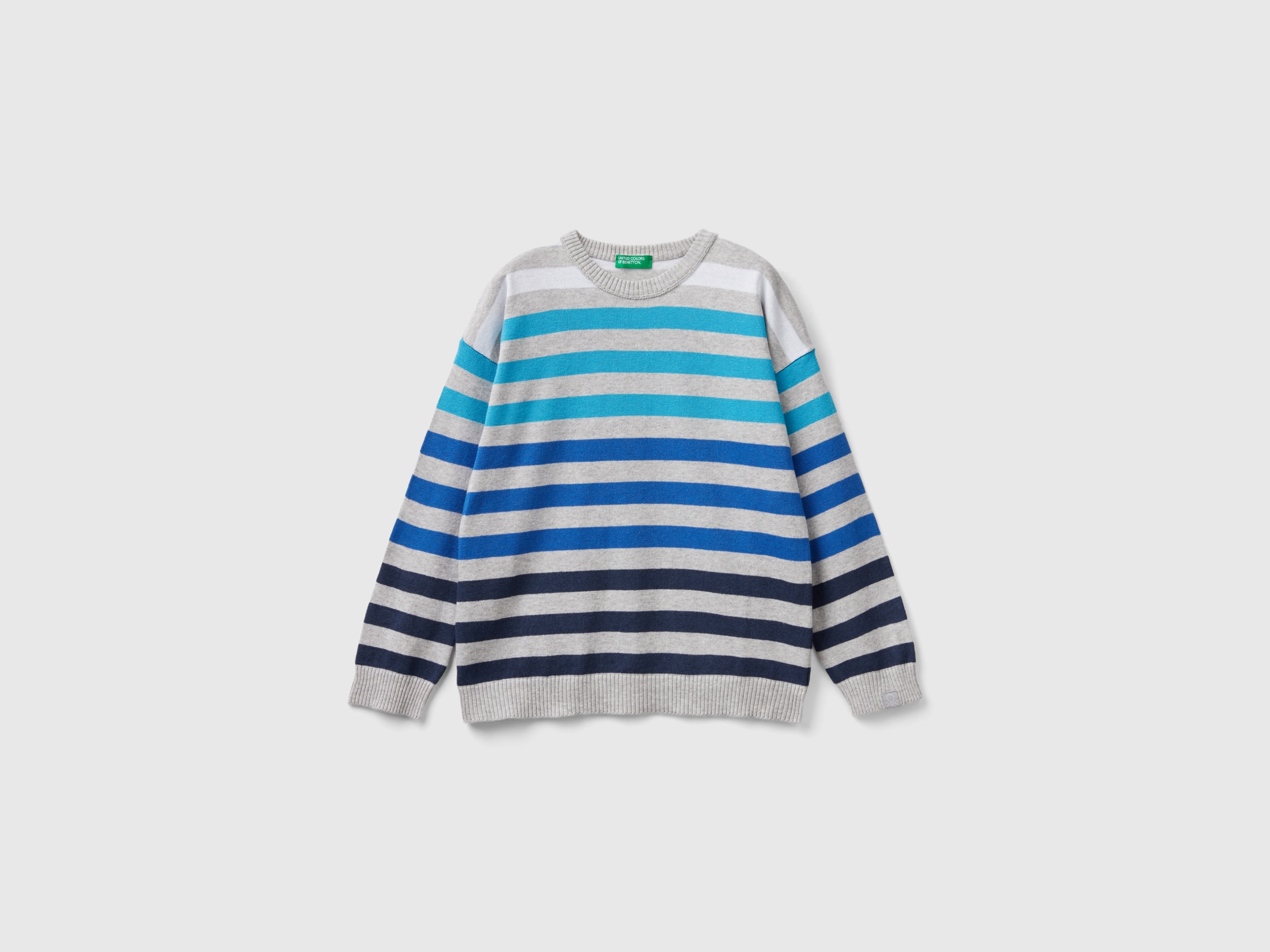 Benetton, Striped Sweater, size 2XL, Light Gray, Kids