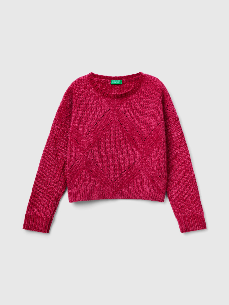 Benetton, Boxy Fit-pullover Aus Chenille, Zyklame, female