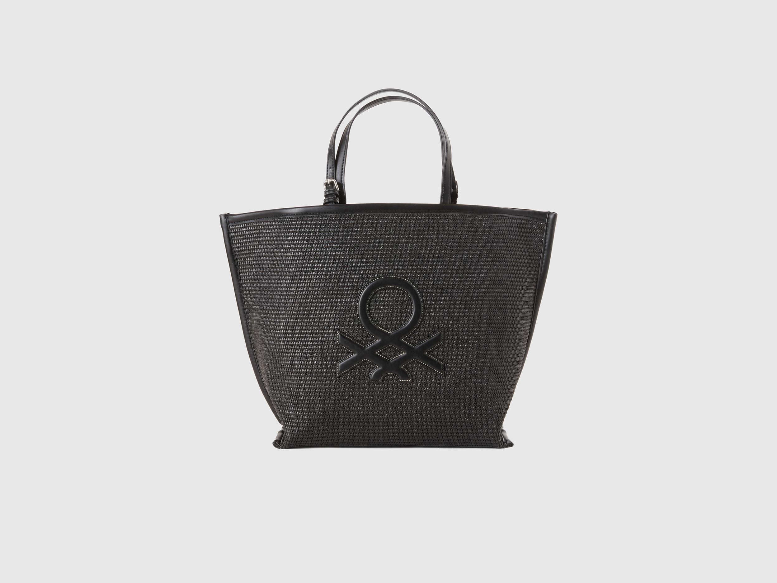 Benetton, Black Raffia Effect Tote Bag, size OS, Black, Women