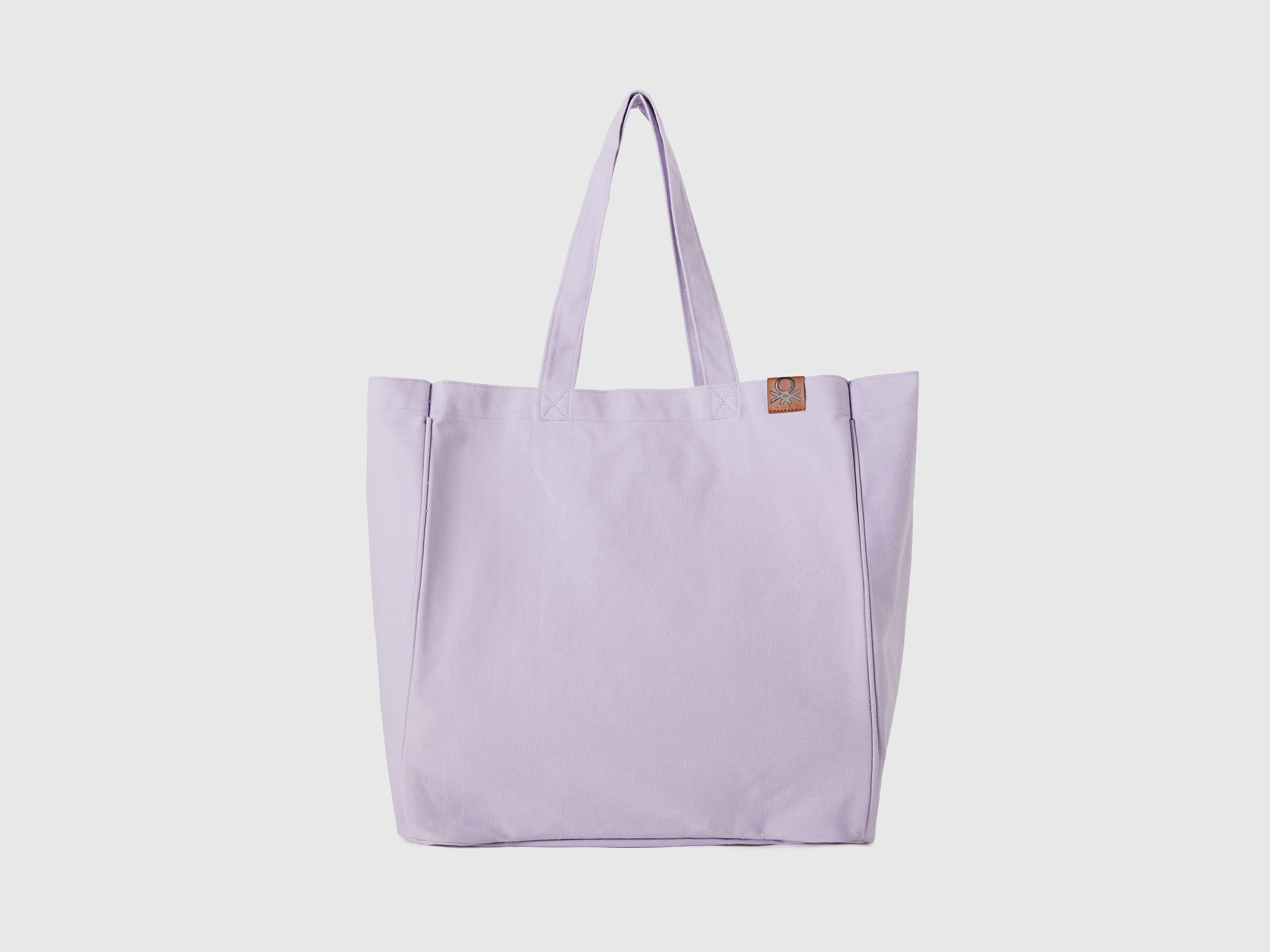 Benetton, Shopping Bag In Canvas, Lilla, Donna