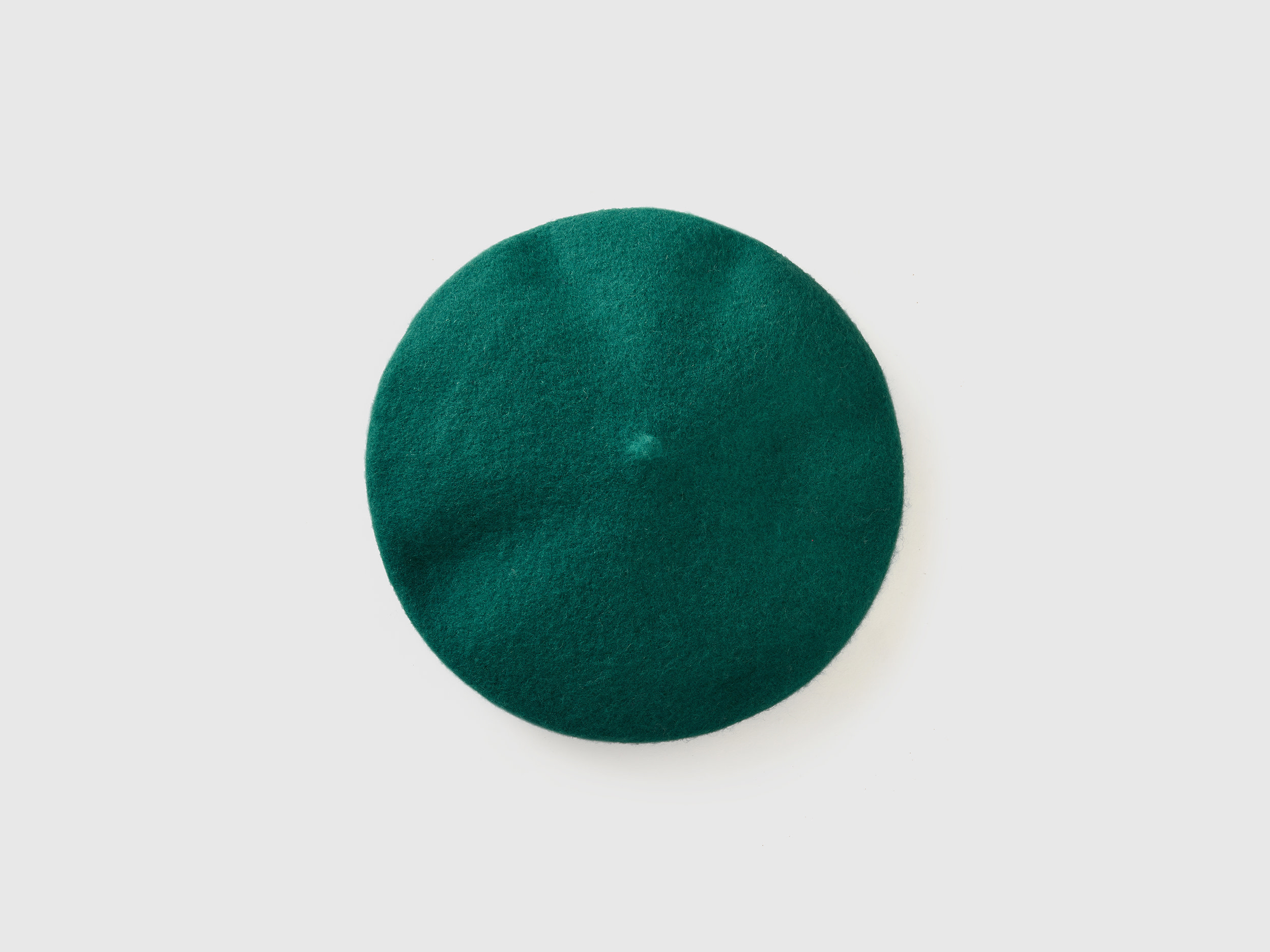 Benetton, Basco Classico In Misto Lana, Verde Scuro, Donna