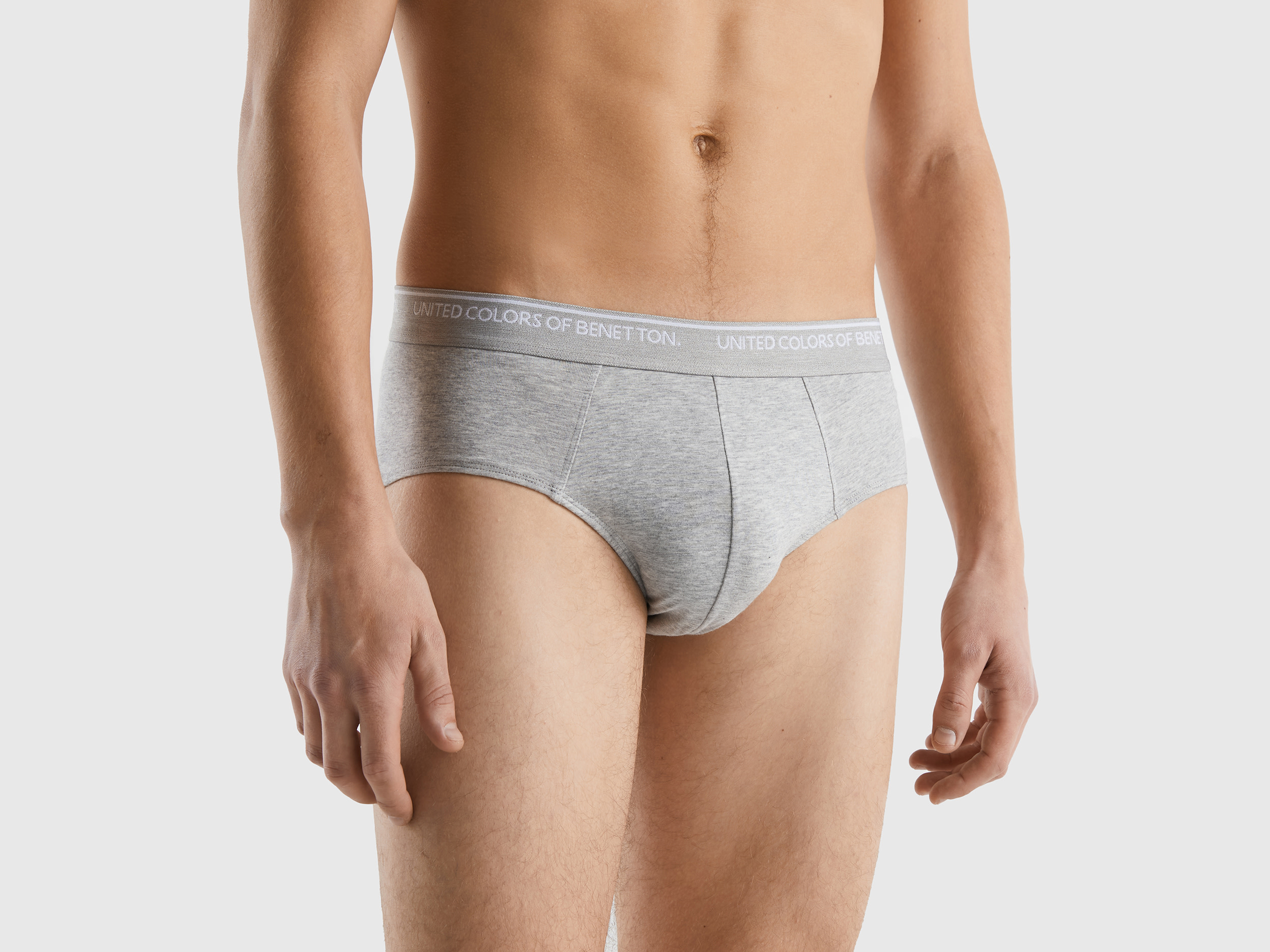 Benetton, Underwear In Stretch Organic Cotton, size S, Light Gray, Men