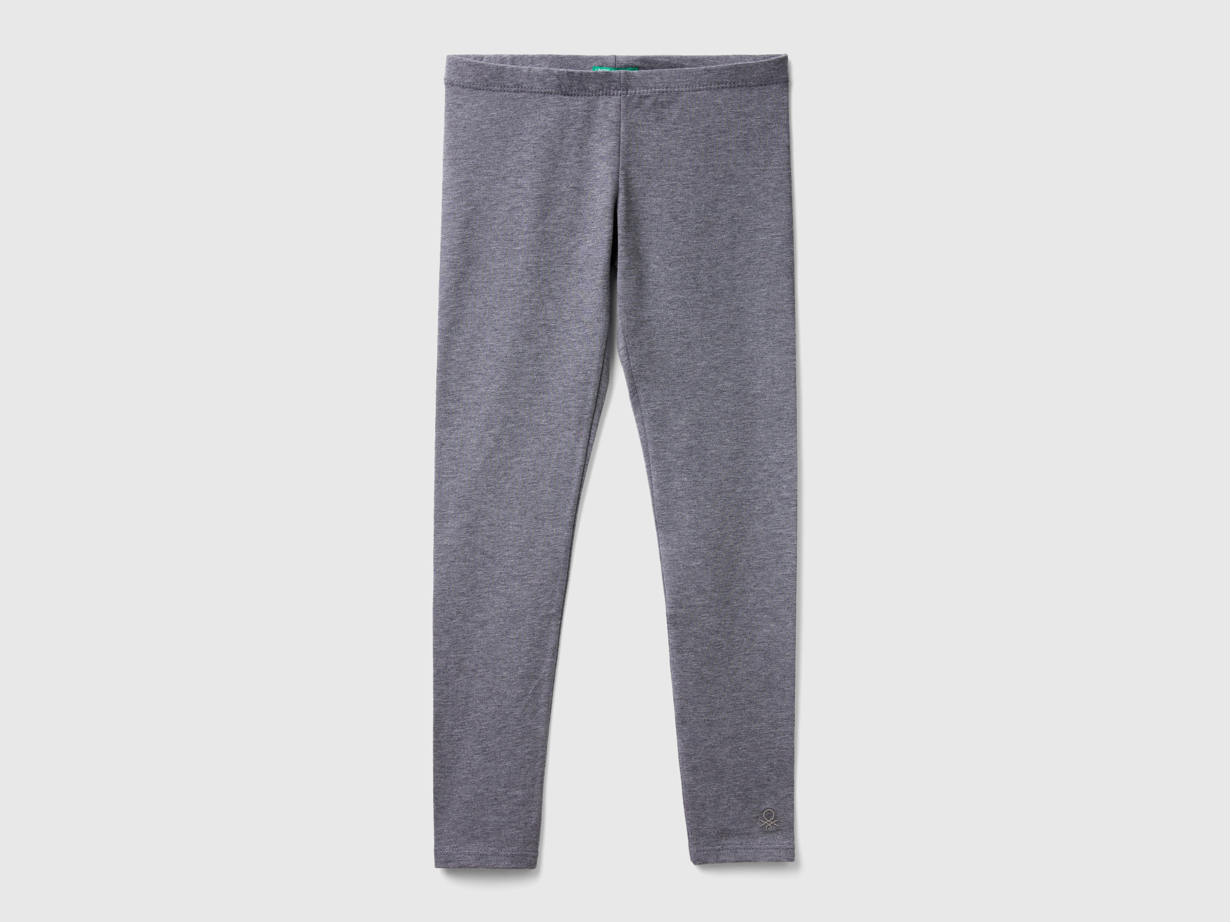 Benetton, Leggings In Stretch Cotton With Logo, size S, Dark Gray, Kids
