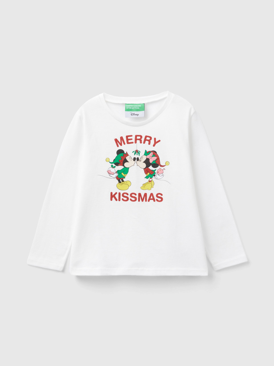Benetton, ©disney Christmas T-shirt, White, Kids