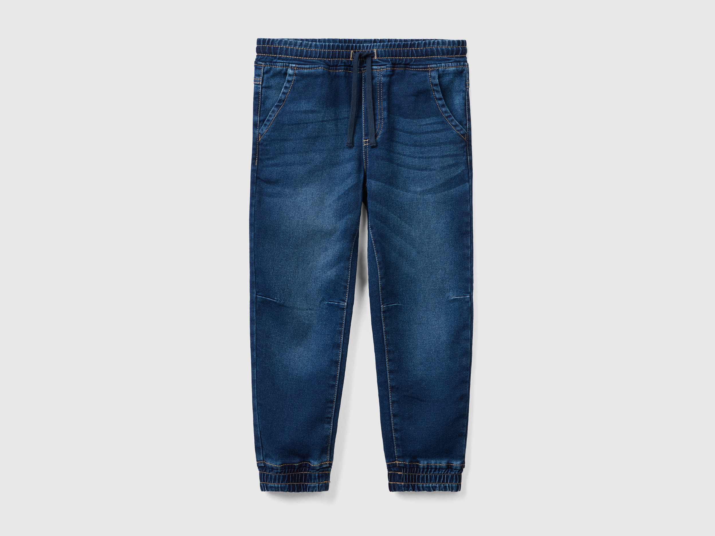 Benetton, Joggers In Felpa Elasticizzata, Blu Scuro, Bambini