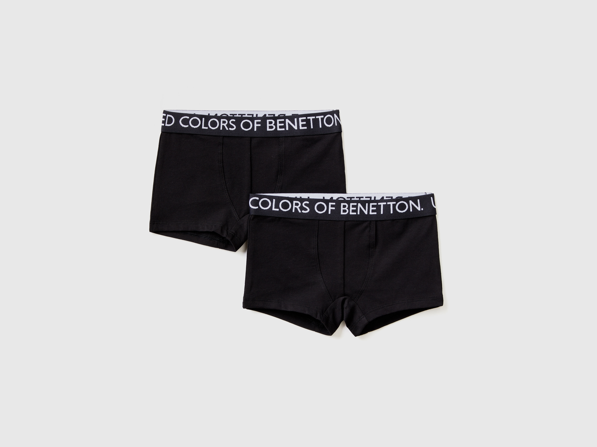 Benetton, Two Boxers With Logoed Elastic, size L, Black, Kids