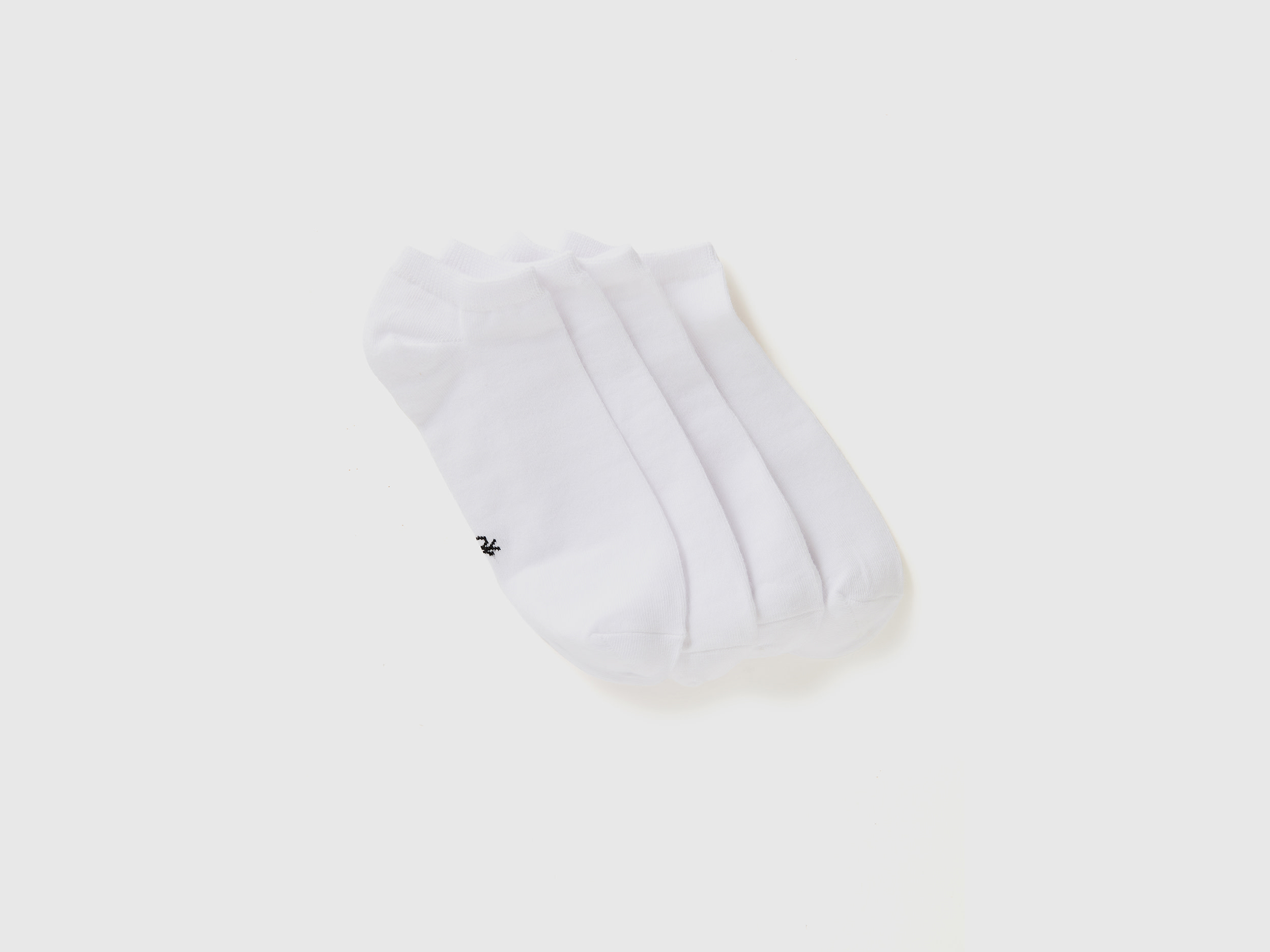 Benetton, Quattro Paia Di Calzini Corti, Bianco, Bambini