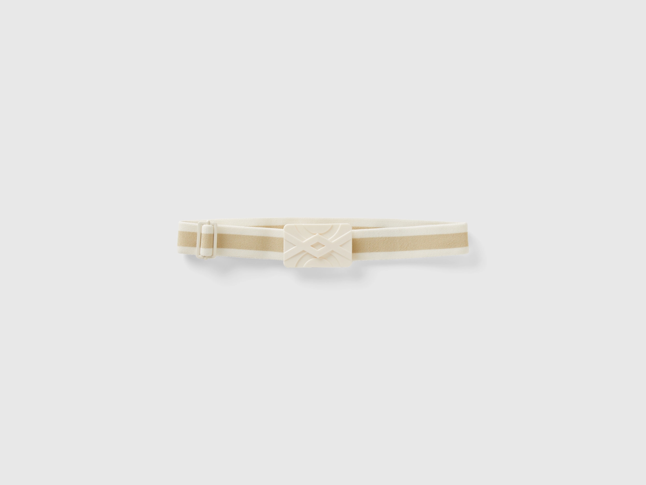 Benetton, Elastic Belt With Cream White Buckle, size OS, Creamy White, Women