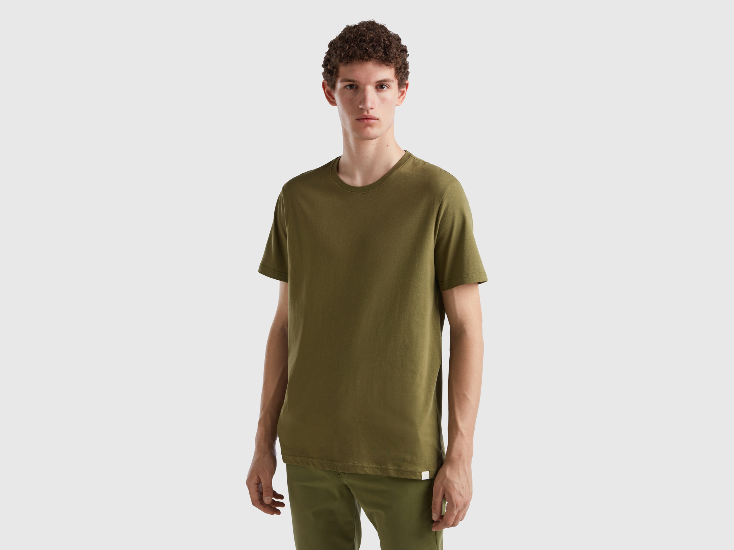 Benetton, Military Green T-shirt, size XXXL, Dark Green, Men