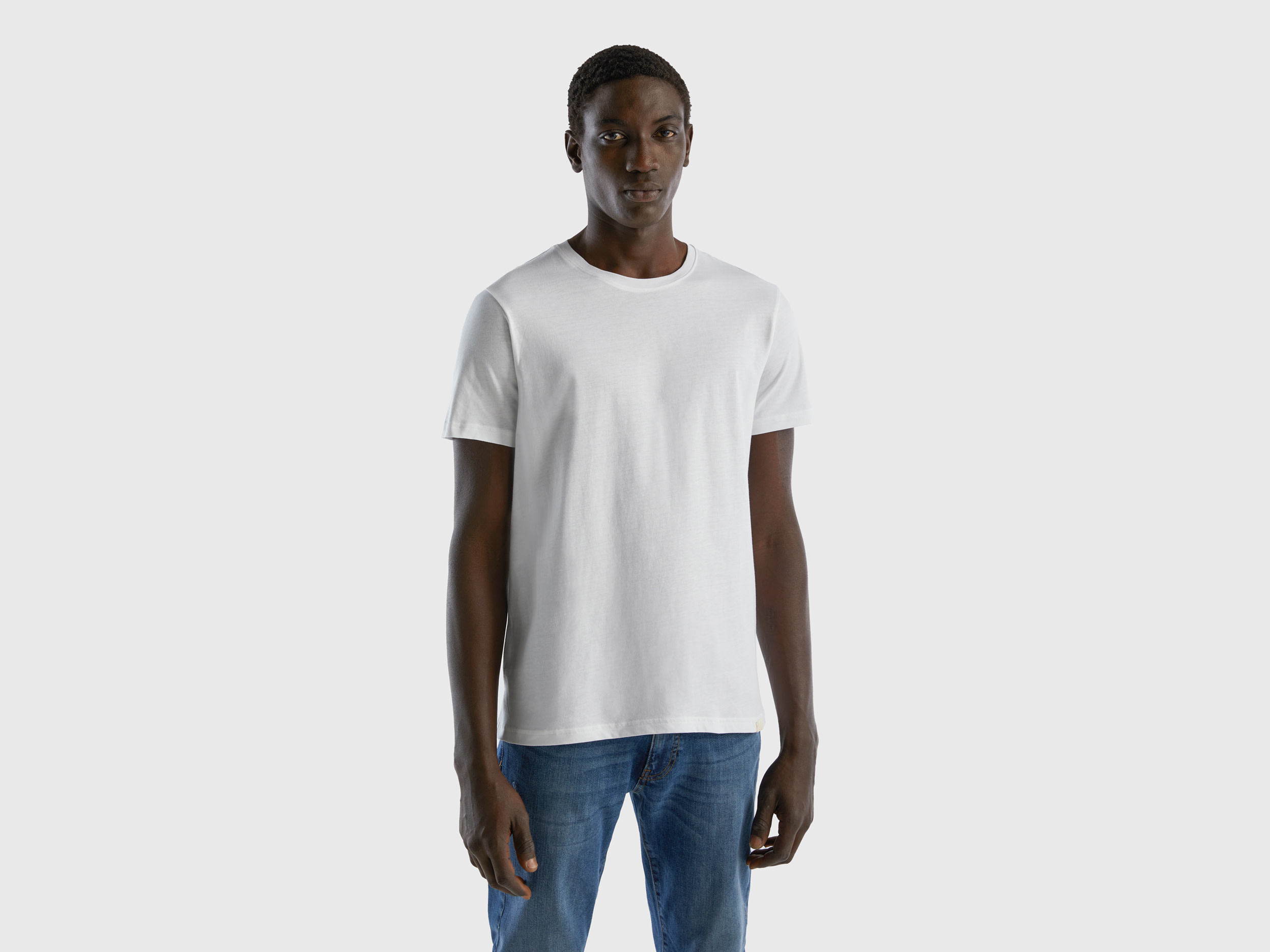 Benetton, White T-shirt, size L, White, Men