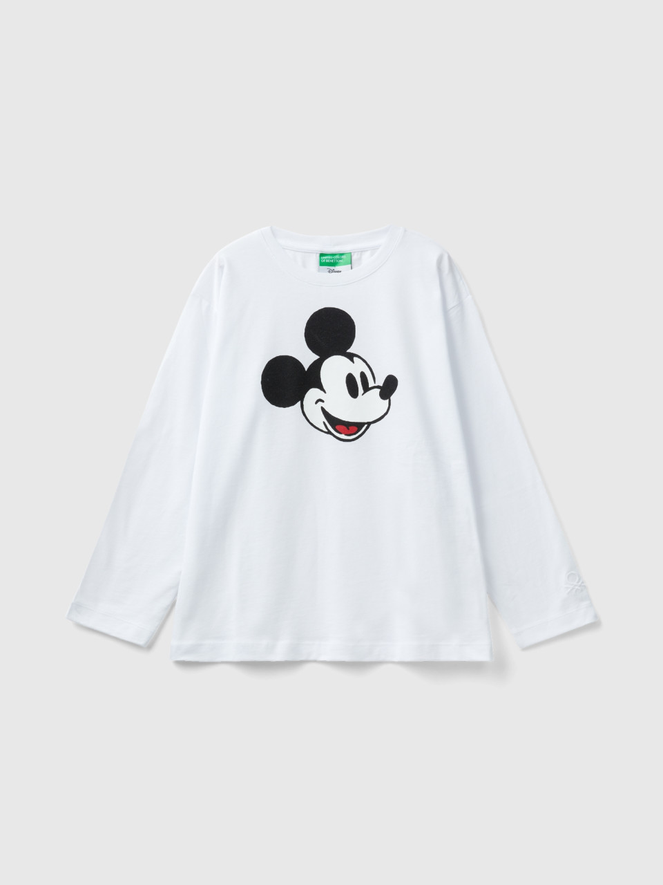 Benetton, White T-shirt With Mickey Mouse Print, White, Kids